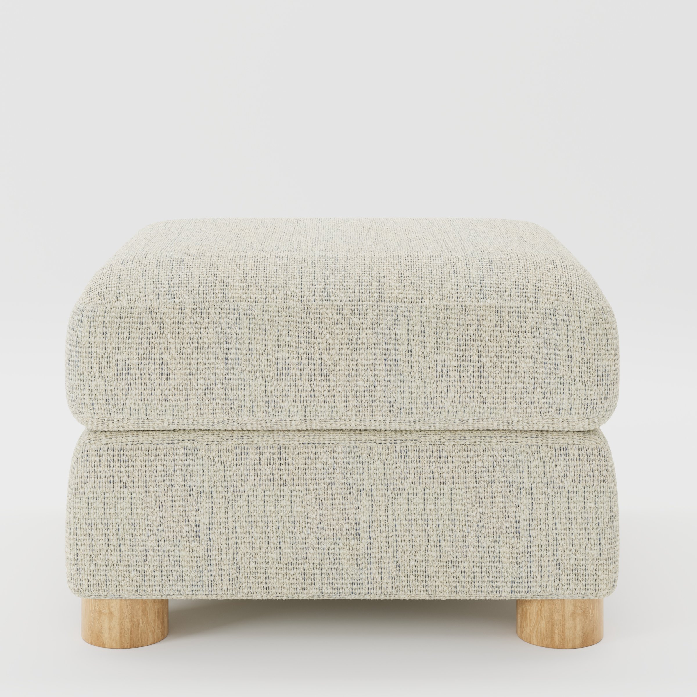 Windermere footstool in Orsay Boucle Cream and Marine shown front-on against a neutral studio backdrop.