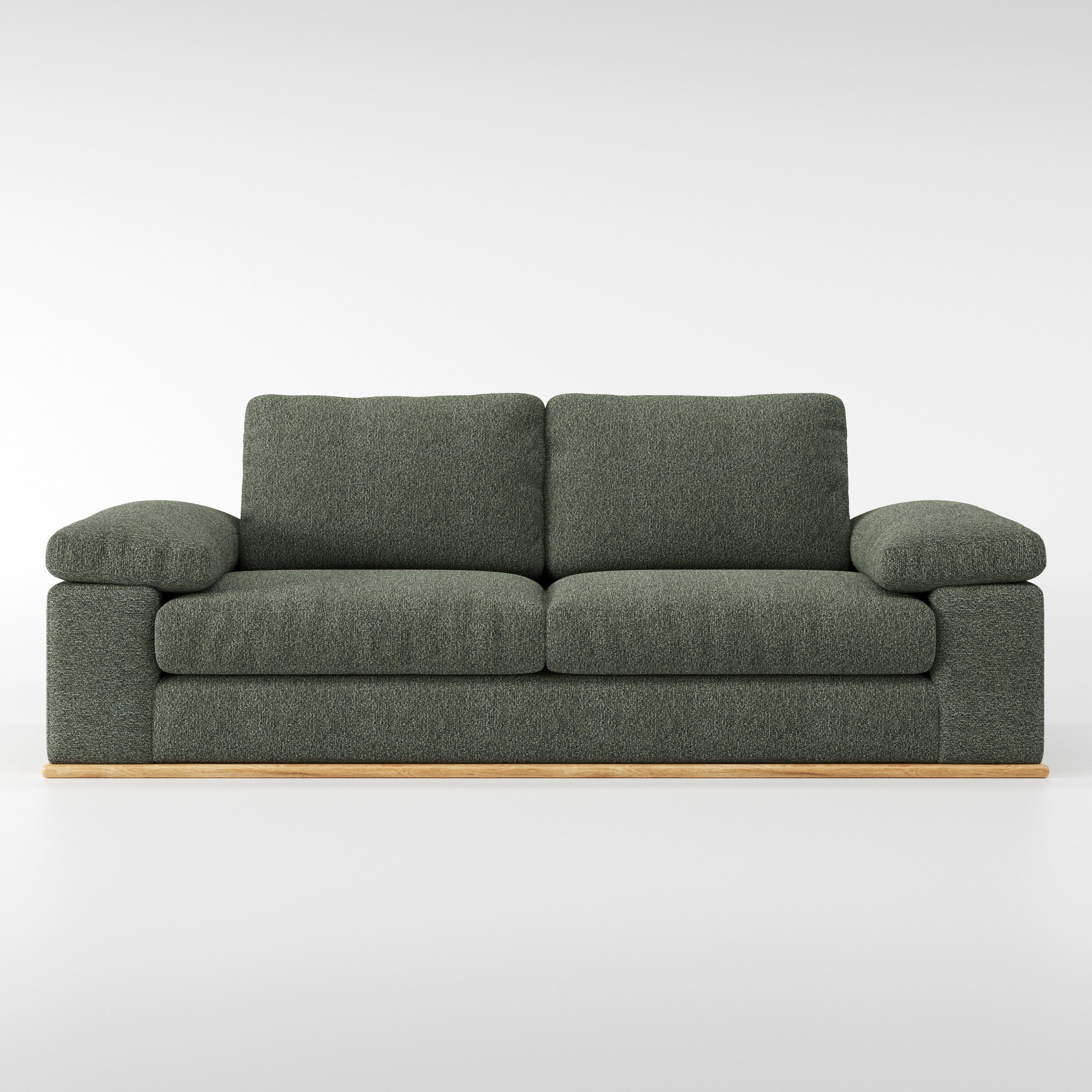 Cusher sofa in Kilda Boucle Moss shown front-on against a neutral studio backdrop.