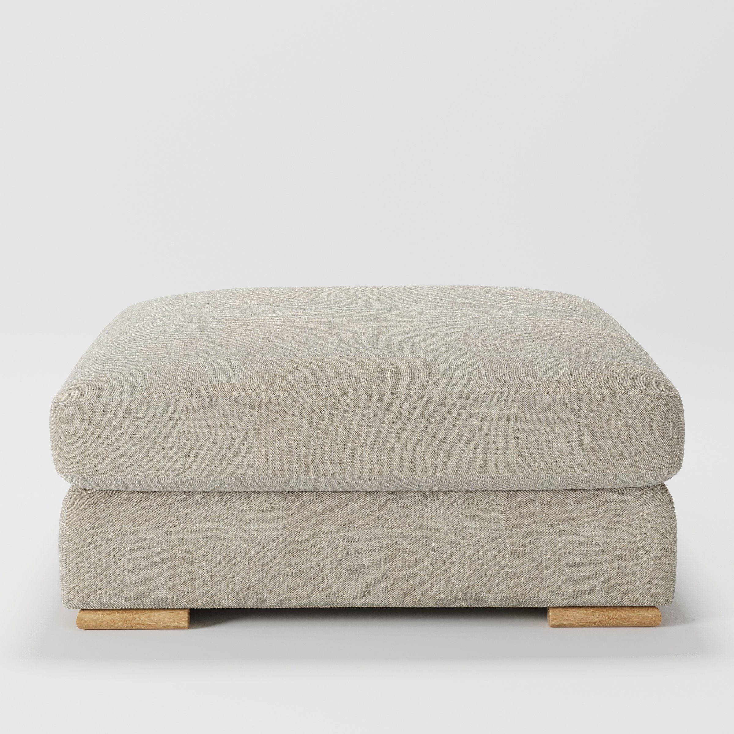 Olton footstool in Alderney Linen Oatmeal shown front-on against a neutral studio backdrop.