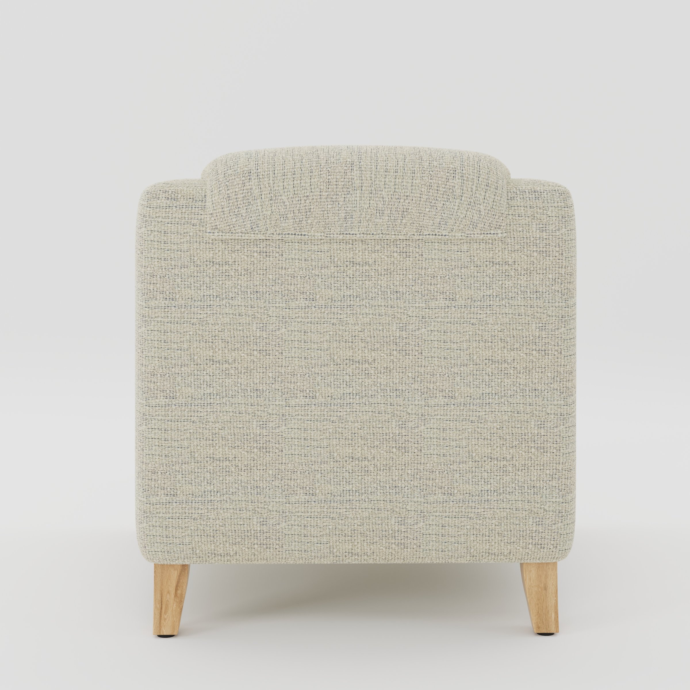 Erne armchair in Orsay Boucle Cream and Marine shown from the rear highlighting backrest shape and upholstery finish.