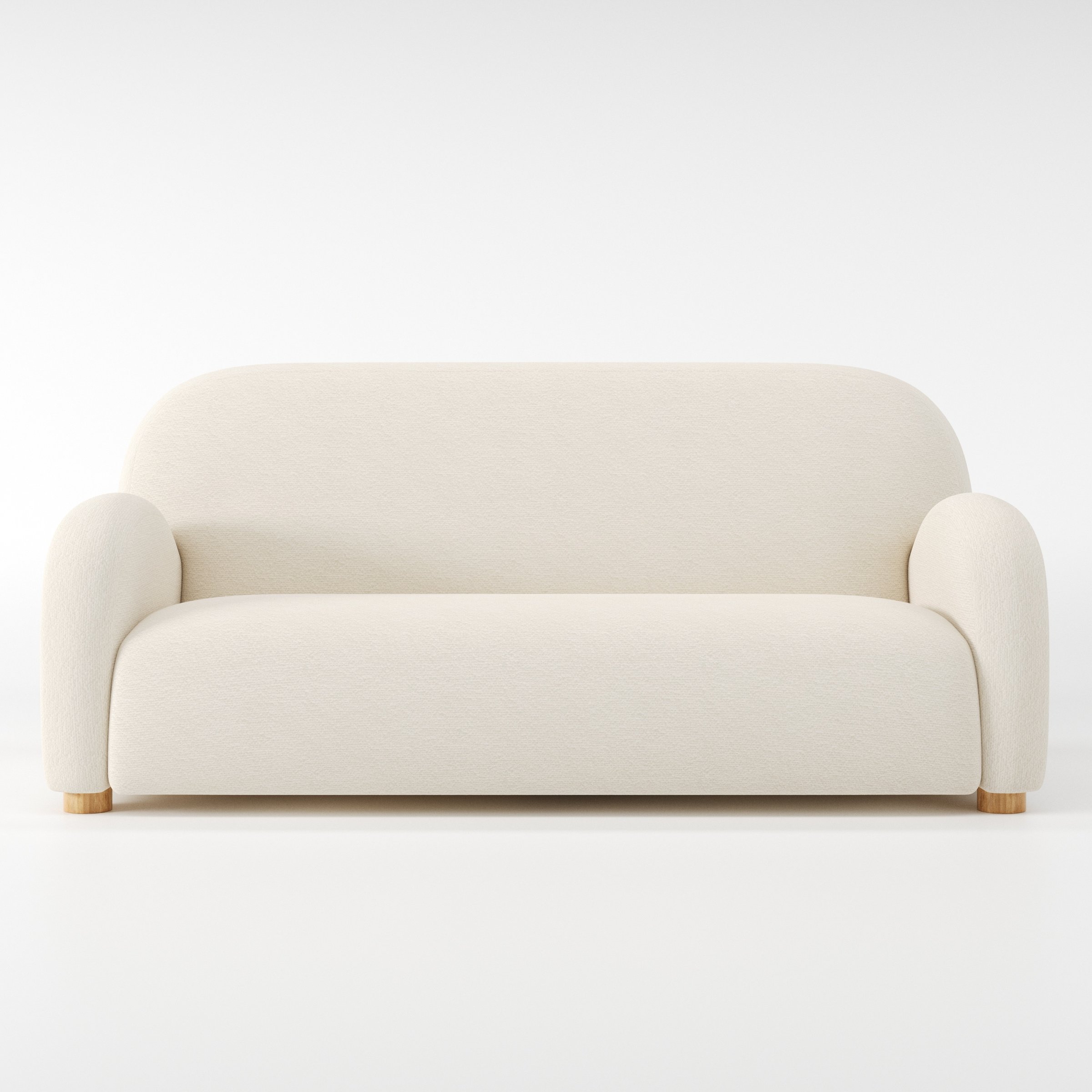 Awe sofa in Kilda Boucle Cream shown front-on against a neutral studio backdrop.