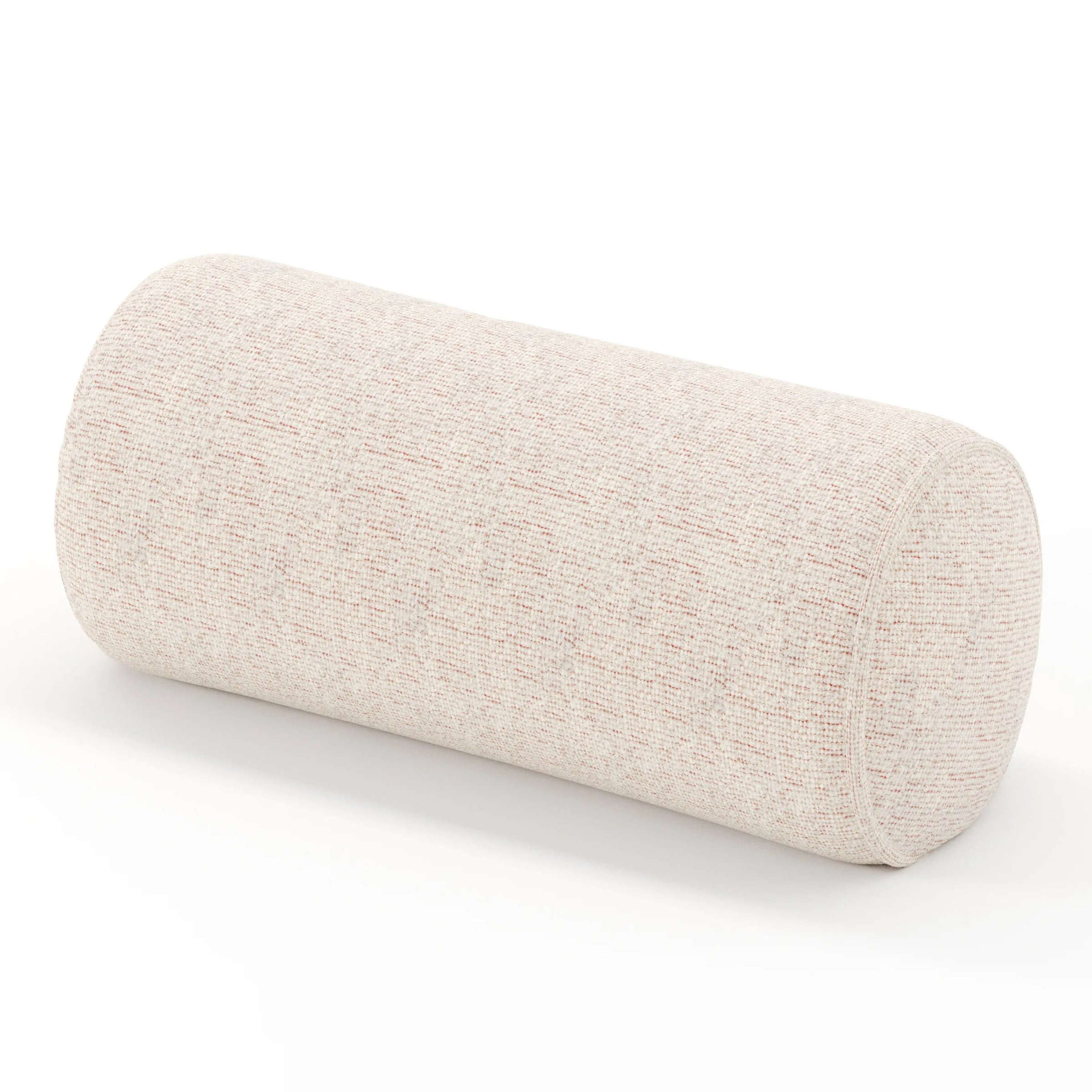 Ledger cushion in Orsay Boucle Cream and Copper, cylindrical bolster cushion in textured boucle with cream and copper tones, size 26cm x 56cm