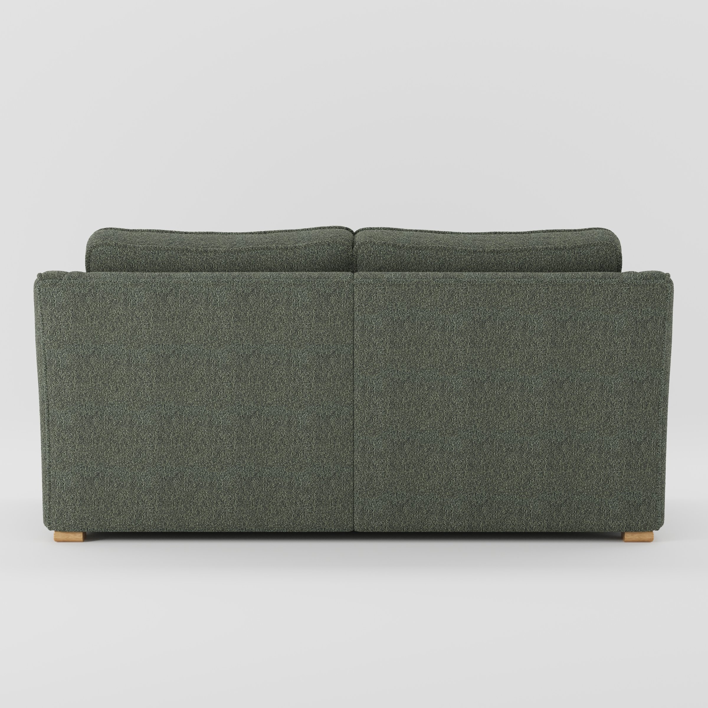 Cashel sofa in Kilda Boucle Moss shown from the rear highlighting back cushions and upholstery finish.