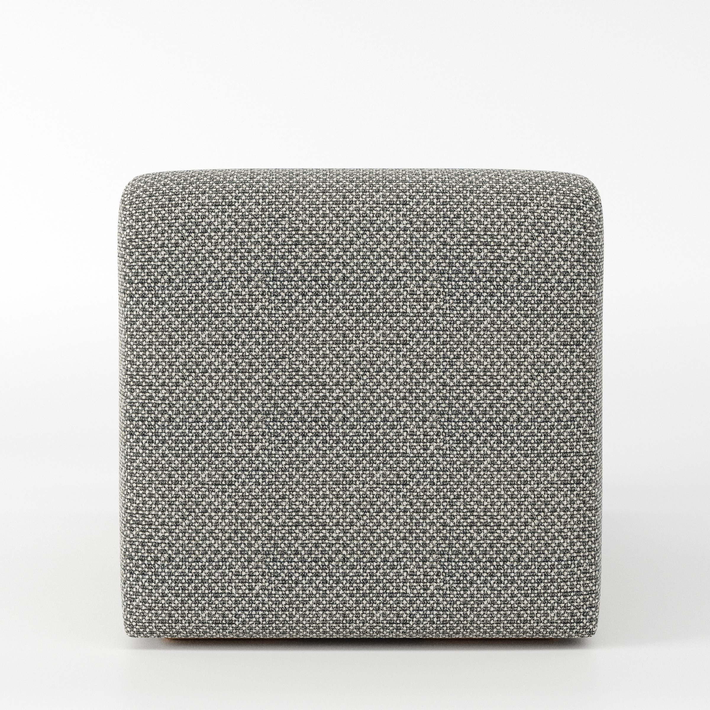 Drumquin modular sofa single unit in Rousay Wool Blend Tar and Chalk shown from the back with a smooth, softly curved silhouette.