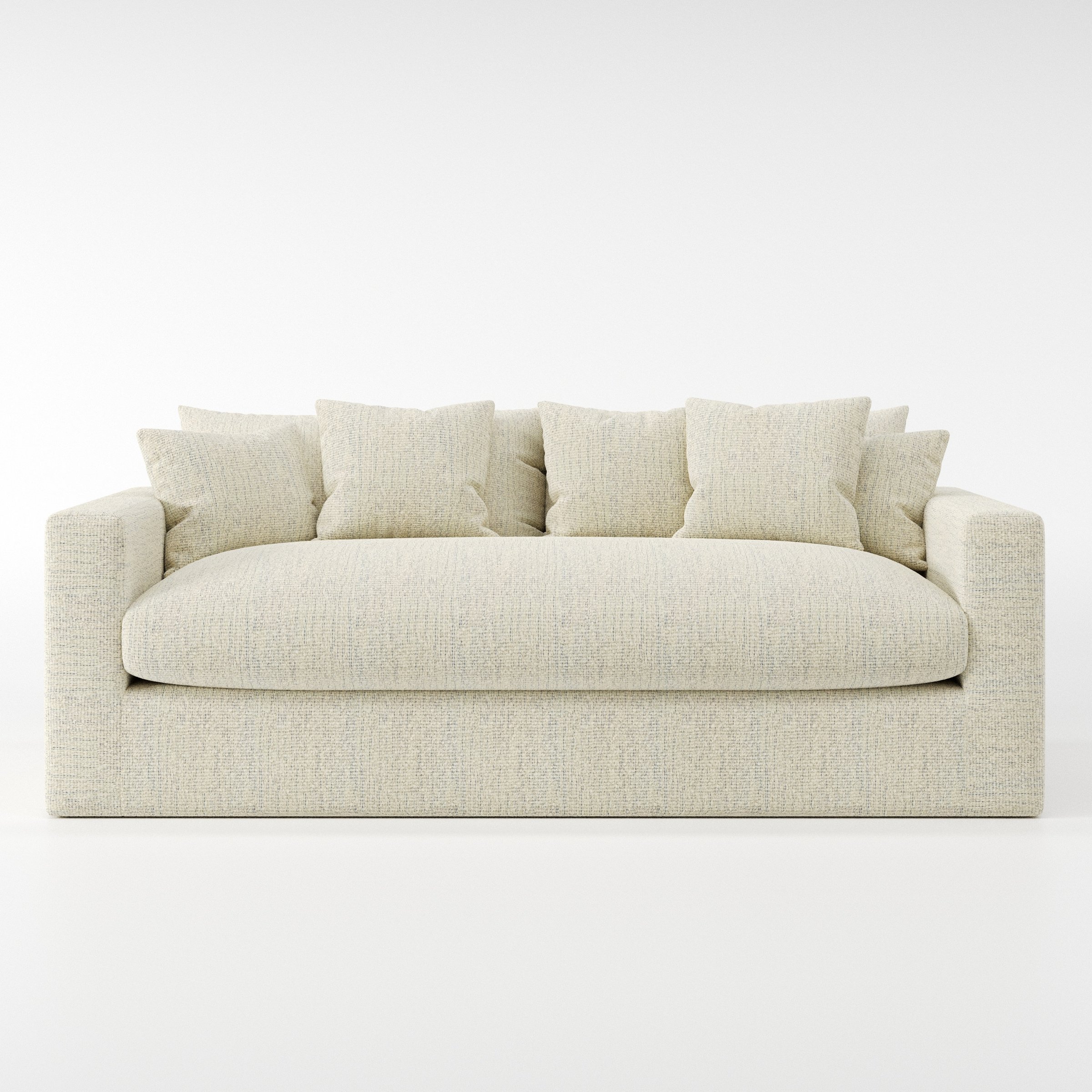 Coniston sofa in Orsay Boucle Cream and Marine shown front-on against a neutral studio backdrop.