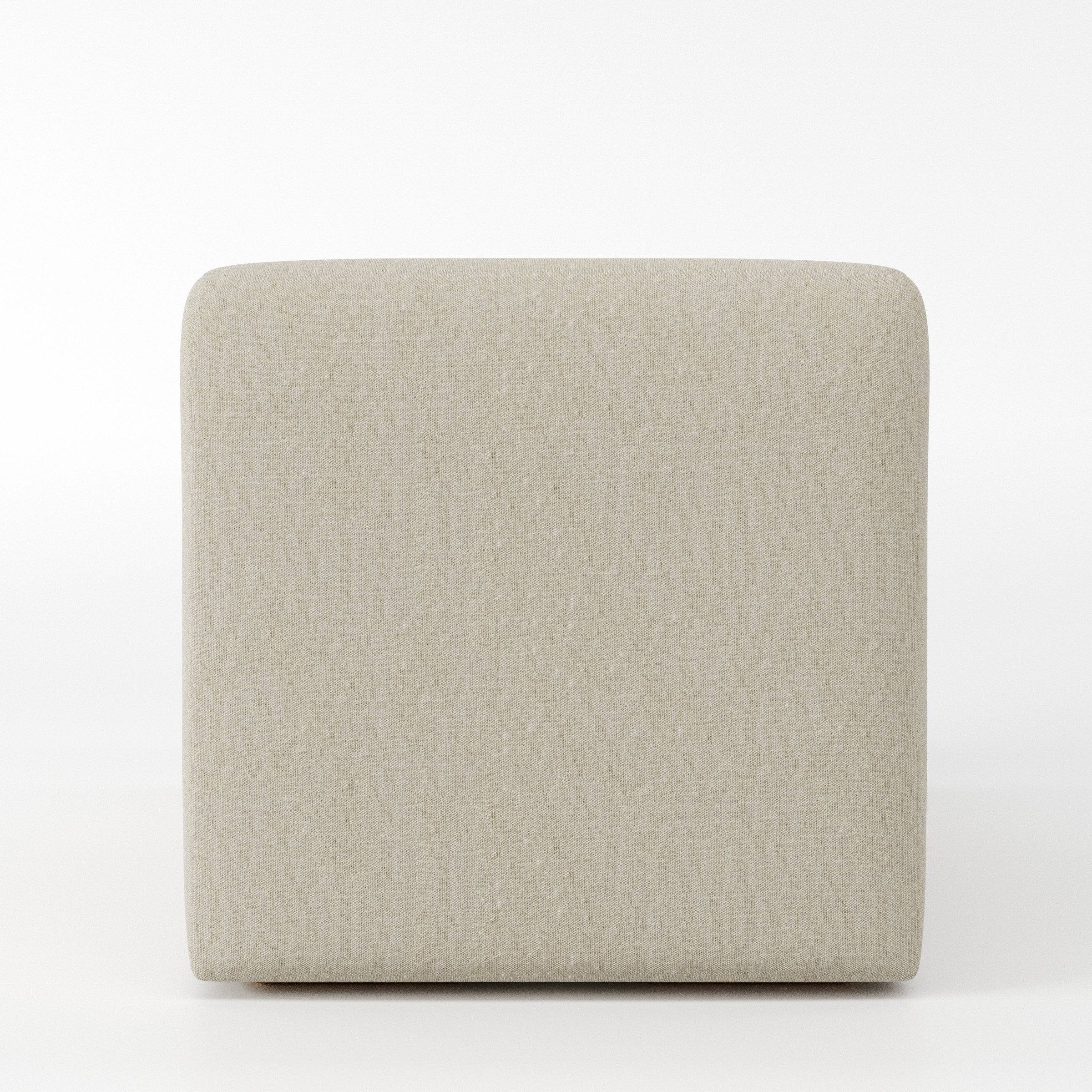 Drumquin modular sofa single unit in Alderney Linen Oatmeal shown from the back with a smooth, softly curved silhouette.
