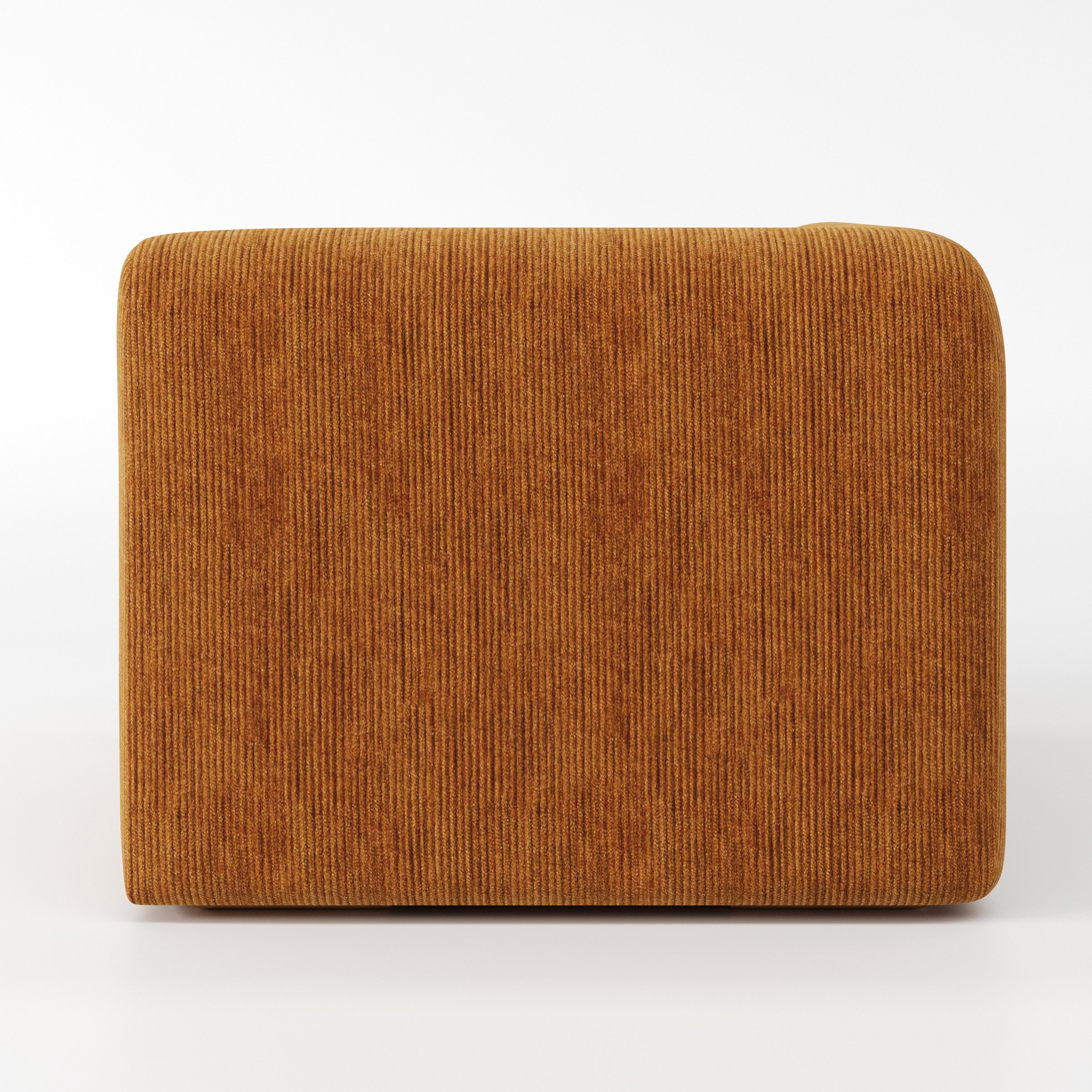 Drumquin modular sofa corner unit in Caldey Velvet Corduroy Tobacco shown from the rear highlighting its clean, fully upholstered back.