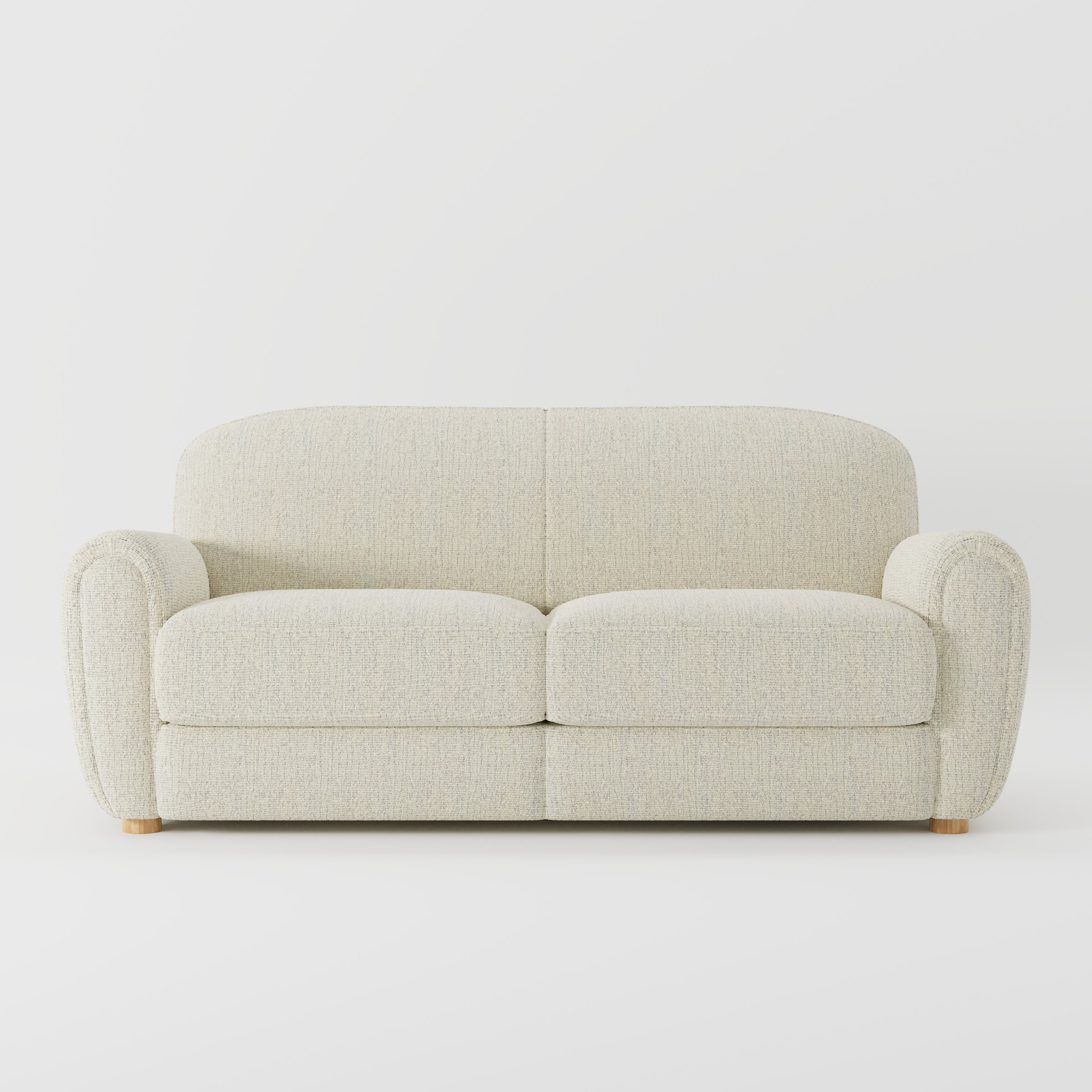 Fergus sofa in Orsay Boucle Cream and Marine shown front-on against a neutral studio backdrop.