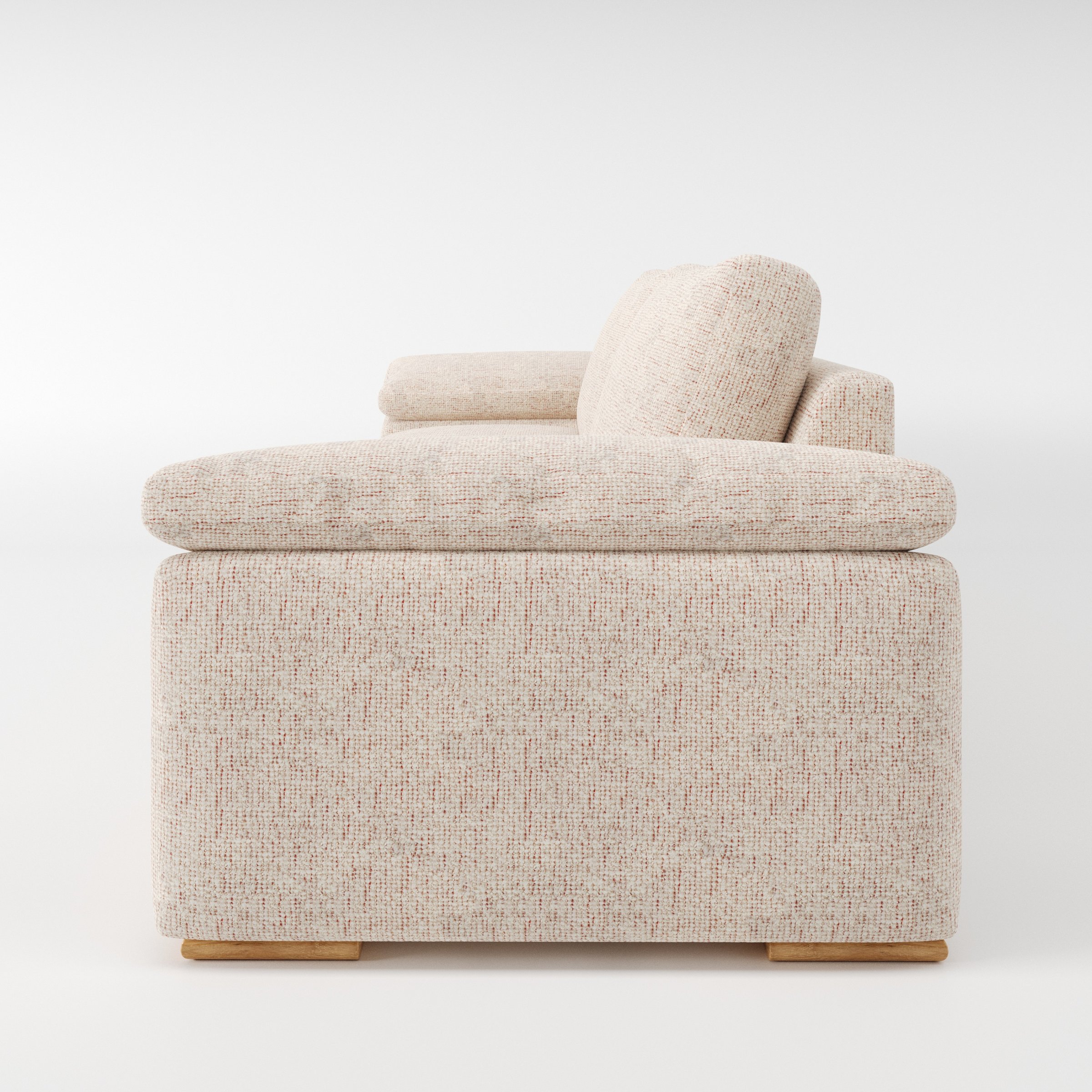 Moy sofa in Orsay Boucle Cream and Copper shown in side profile displaying proportions and overall silhouette.