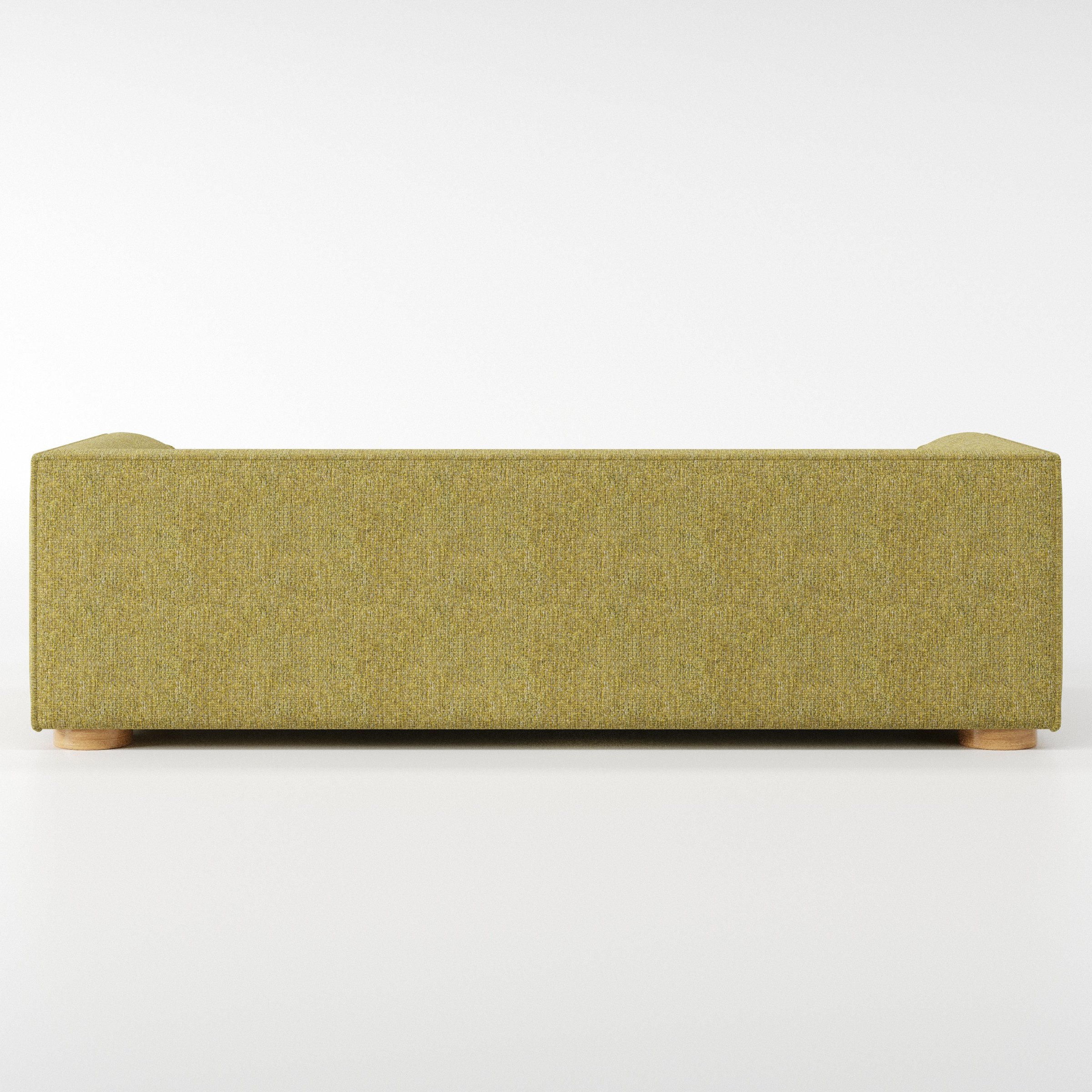 Feale sofa in Heyling Tweed Sencha shown from the rear highlighting back cushions and upholstery finish.