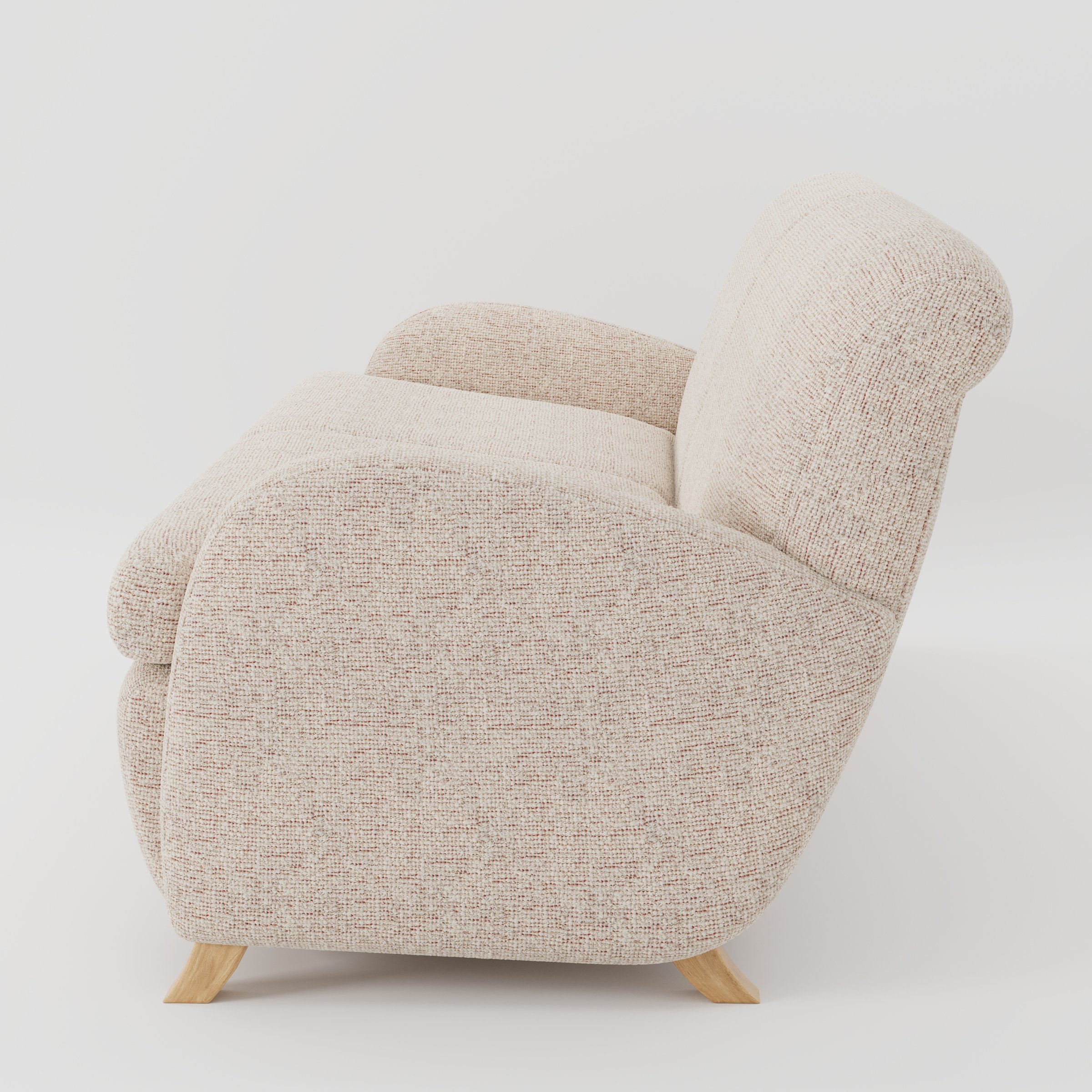 Rye sofa in Orsay Boucle Cream and Copper shown in side profile displaying proportions and overall silhouette.