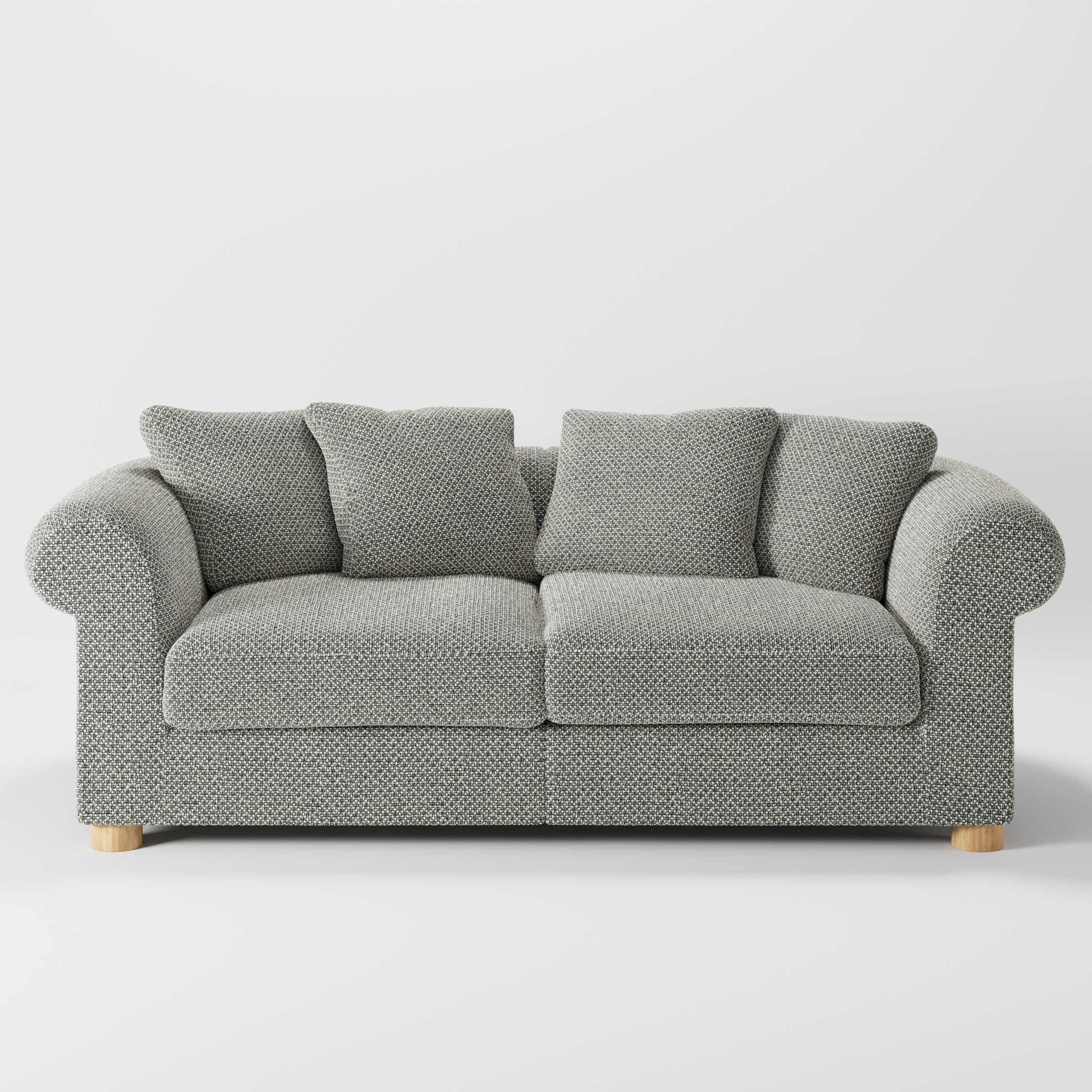 Windermere sofa in Rousay Wool Blend Tar and Chalk shown front-on against a neutral studio backdrop.