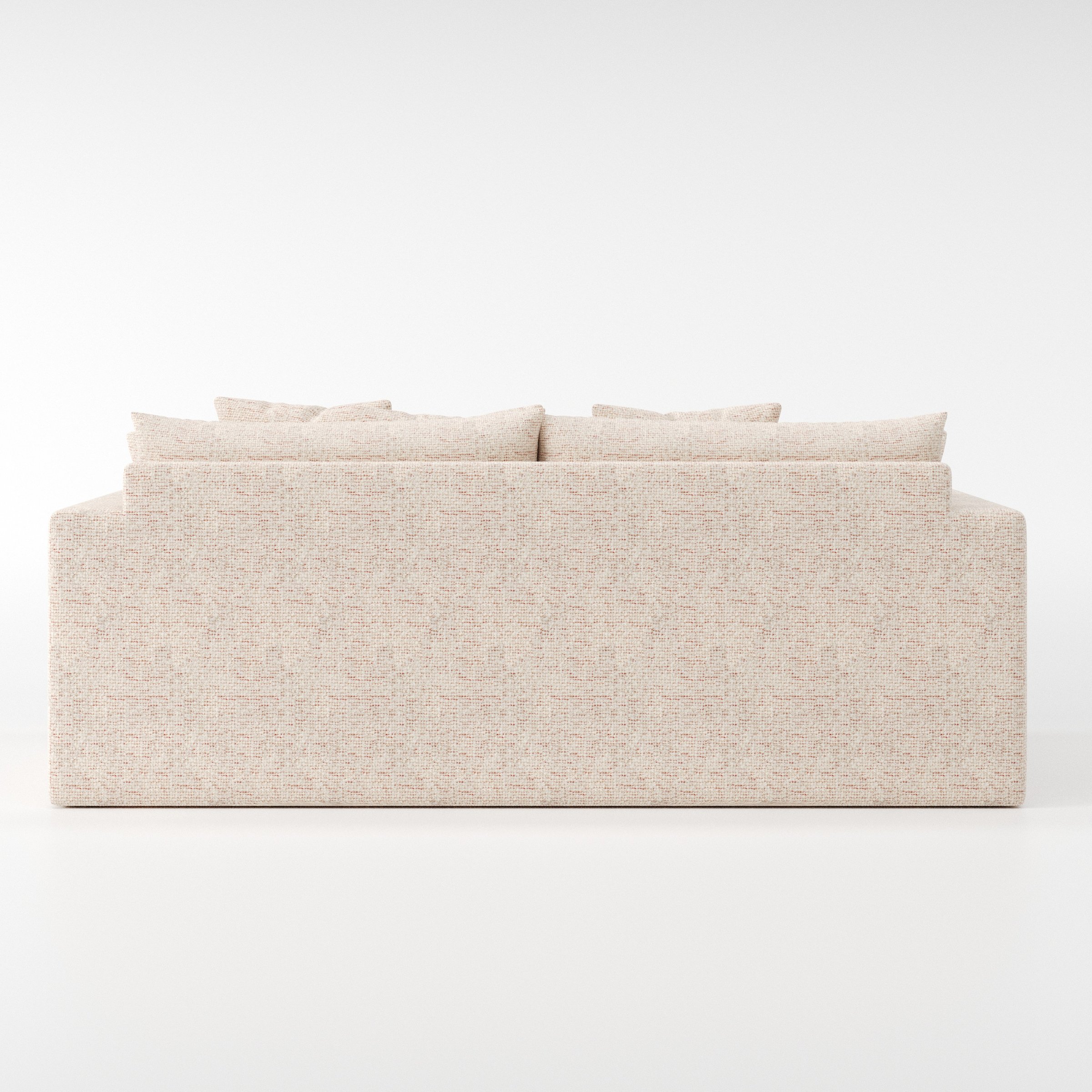 Coniston sofa in Orsay Boucle Cream and Copper shown from the rear highlighting back cushions and upholstery finish.