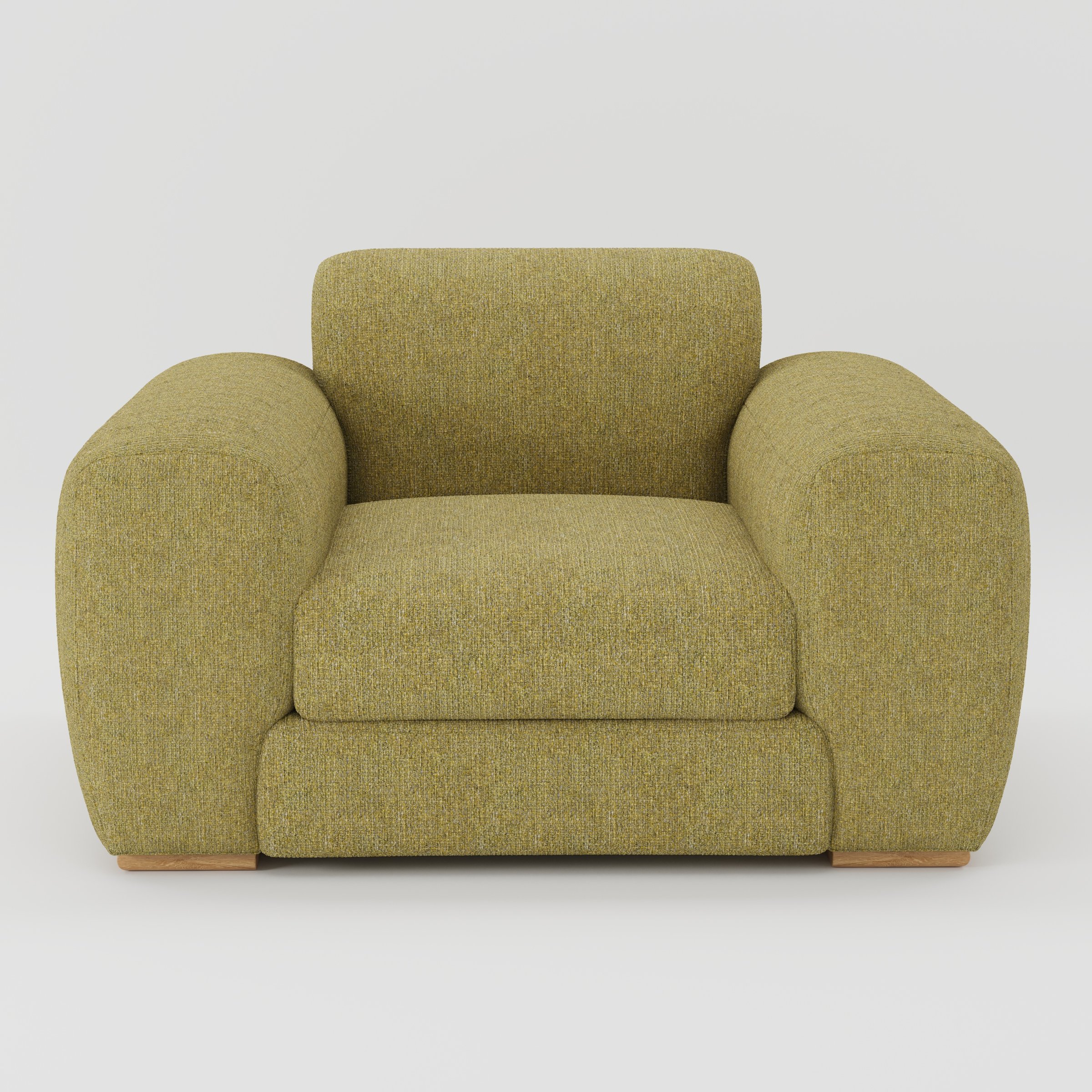 Darwell armchair in Heyling Tweed Sencha shown front-on against a neutral studio backdrop.