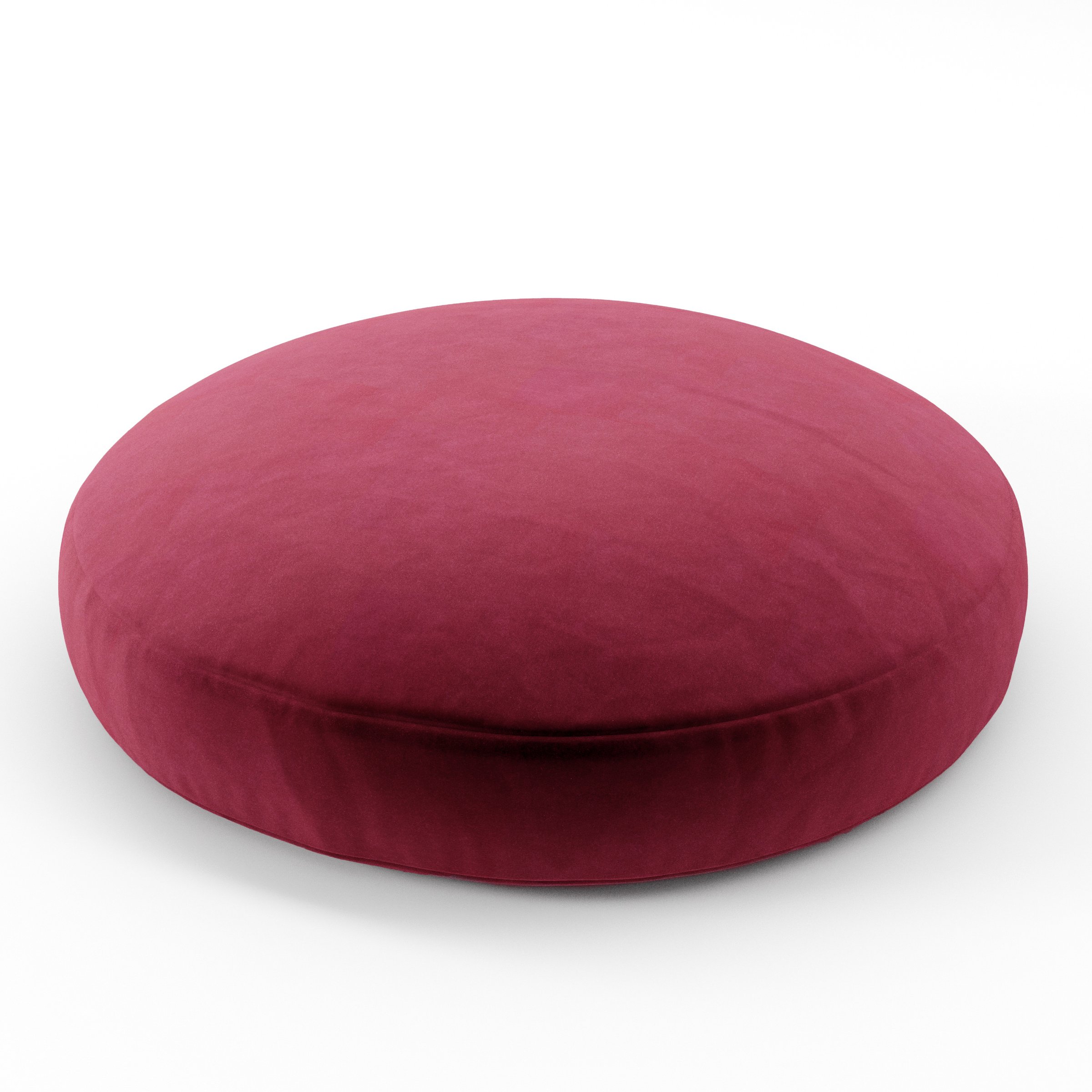Halo cushion in Noss Velvet Plum, round simple cushion in burgundy fabric, size 60cm x 8.75cm