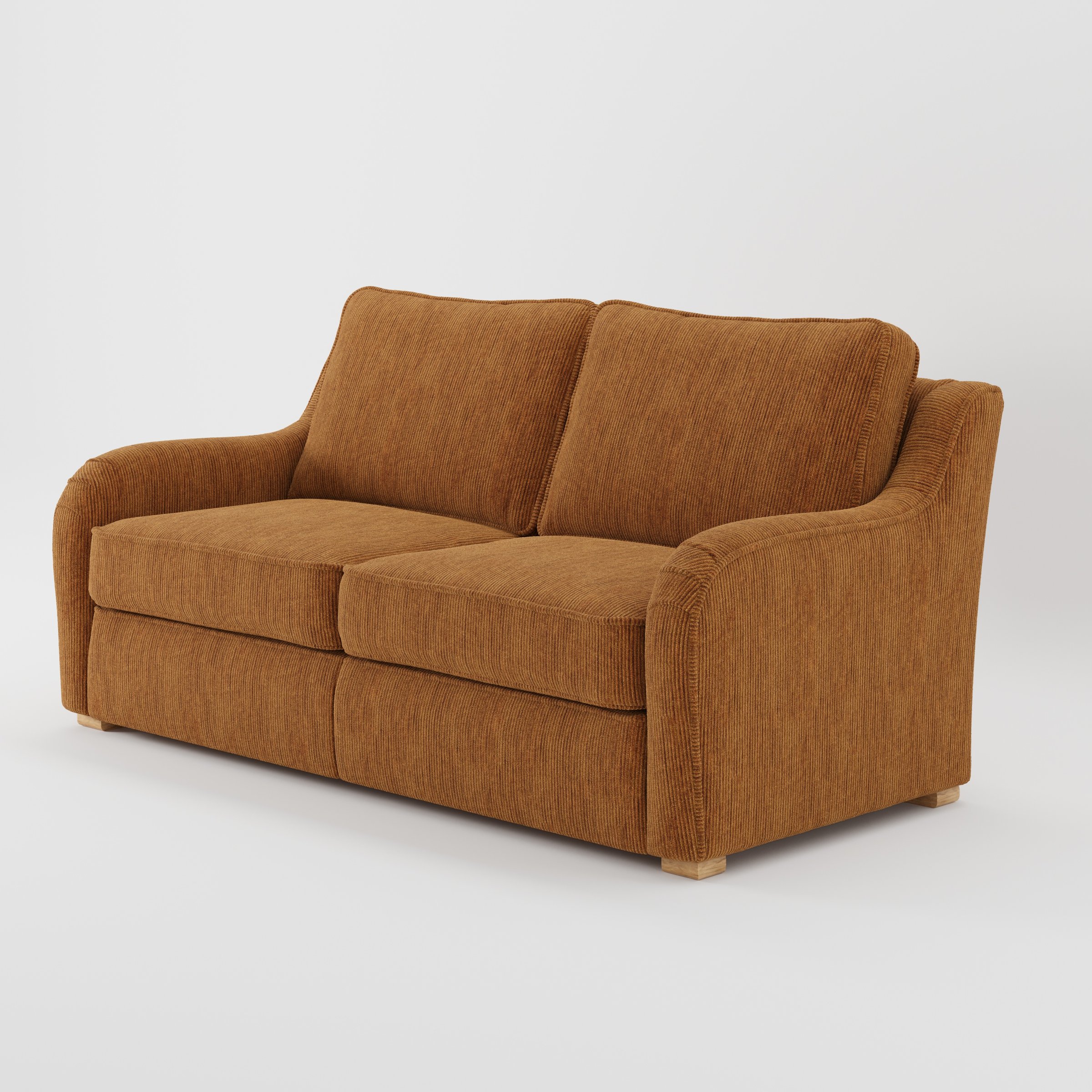 Cashel sofa in Caldey Velvet Corduroy Tobacco shown front-on against a neutral studio backdrop.