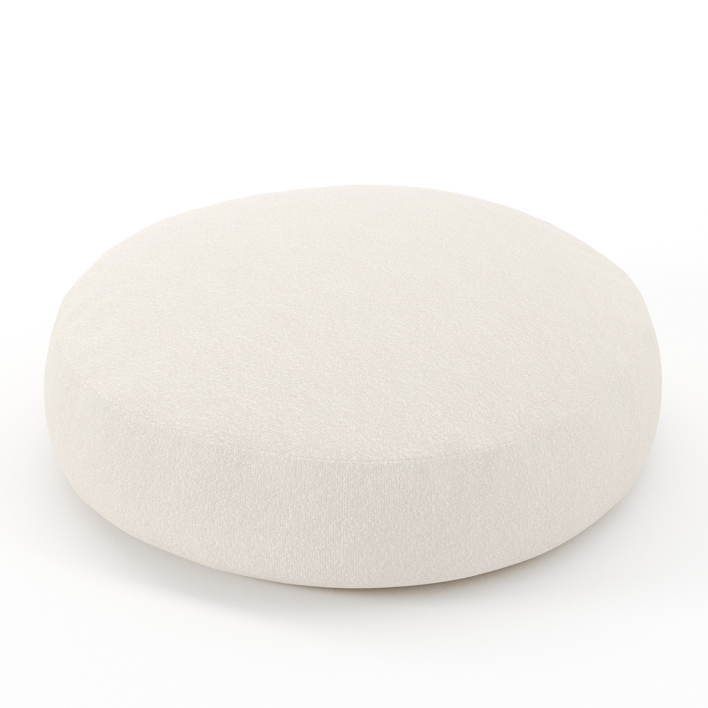 Halo cushion in Kilda Boucle Cream, round simple cushion in soft cream boucle with gentle texture, size 50cm x 8.75cm