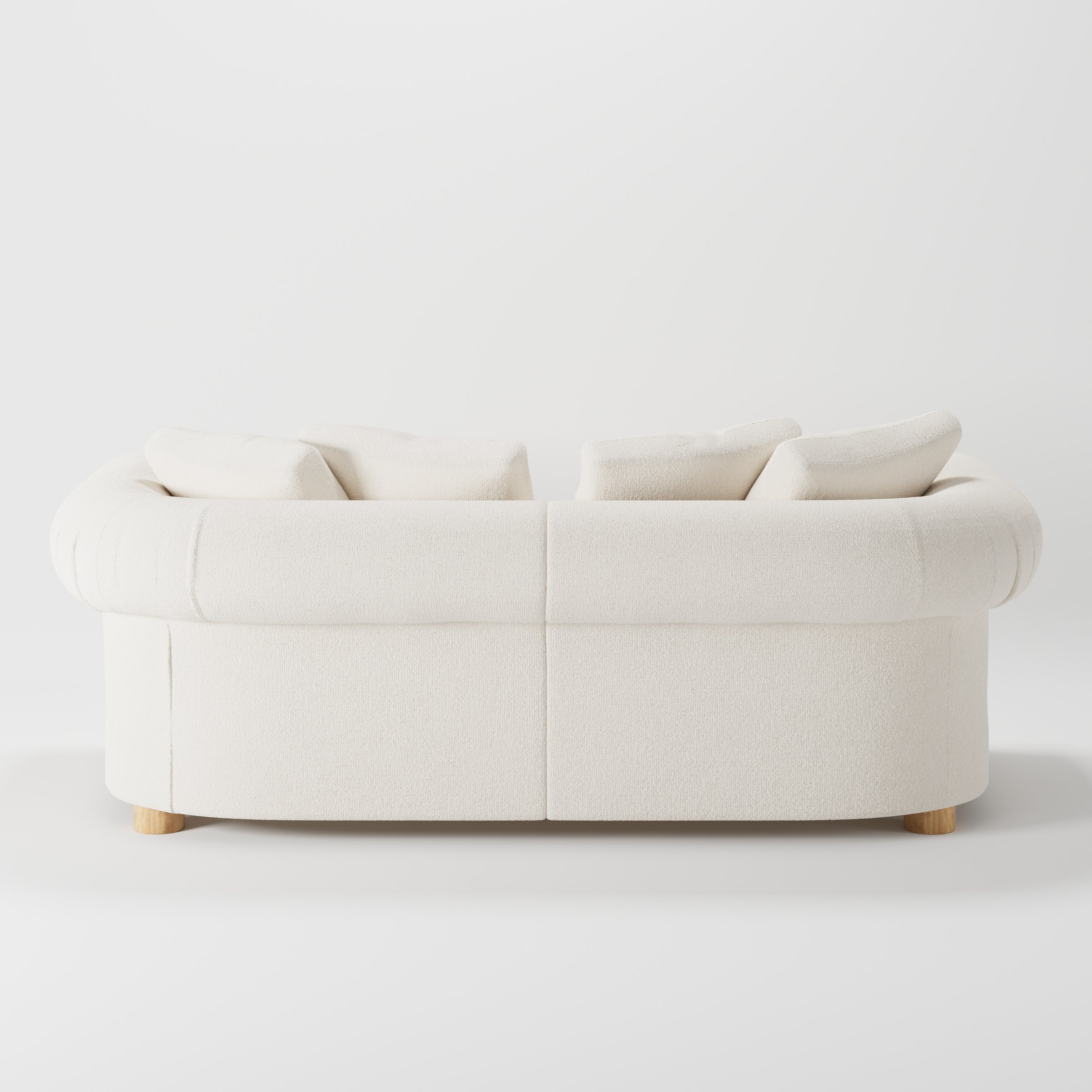 Windermere sofa in Kilda Boucle Cream shown from the rear highlighting back cushions and upholstery finish.