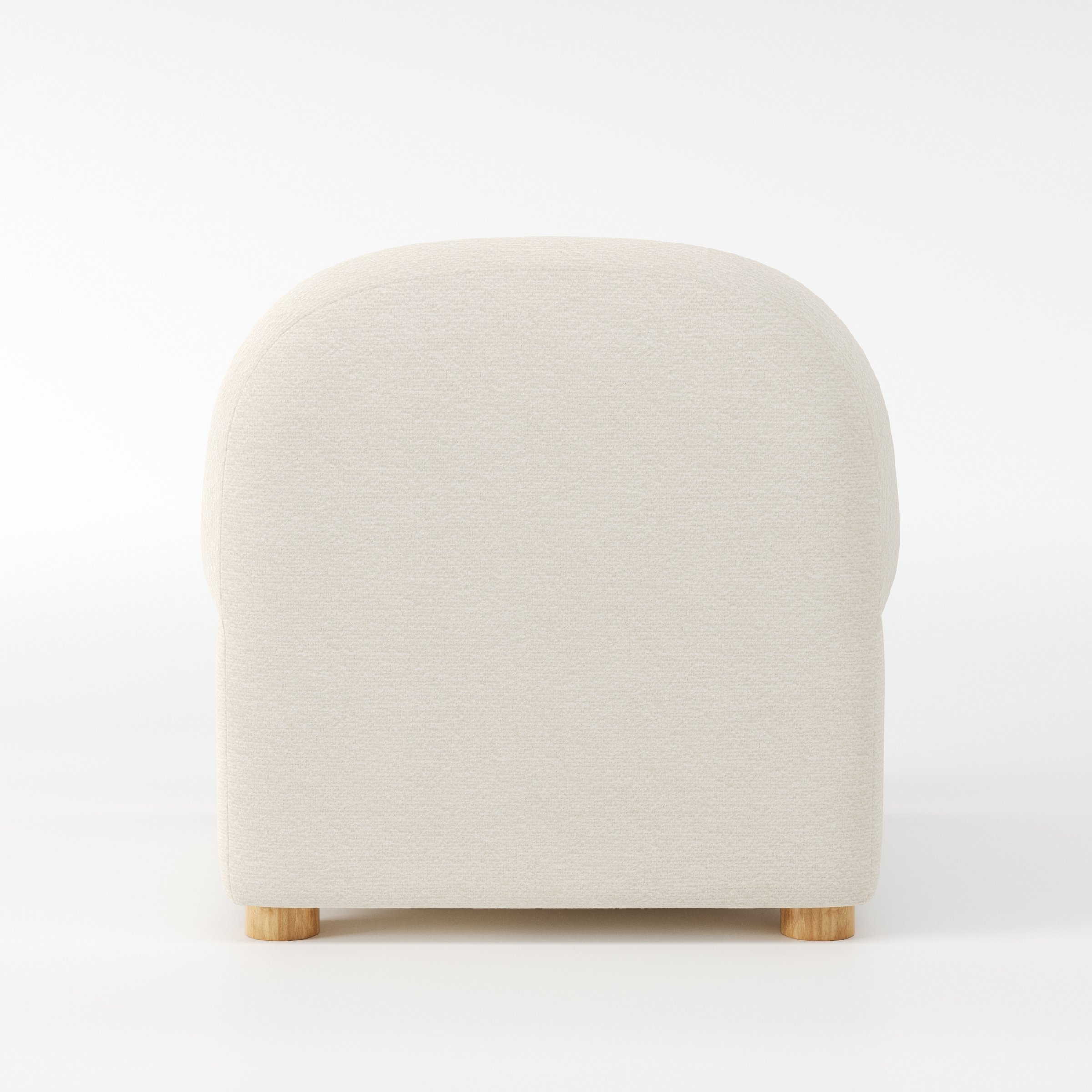 Awe armchair in Kilda Boucle Cream shown from the rear highlighting backrest shape and upholstery finish.