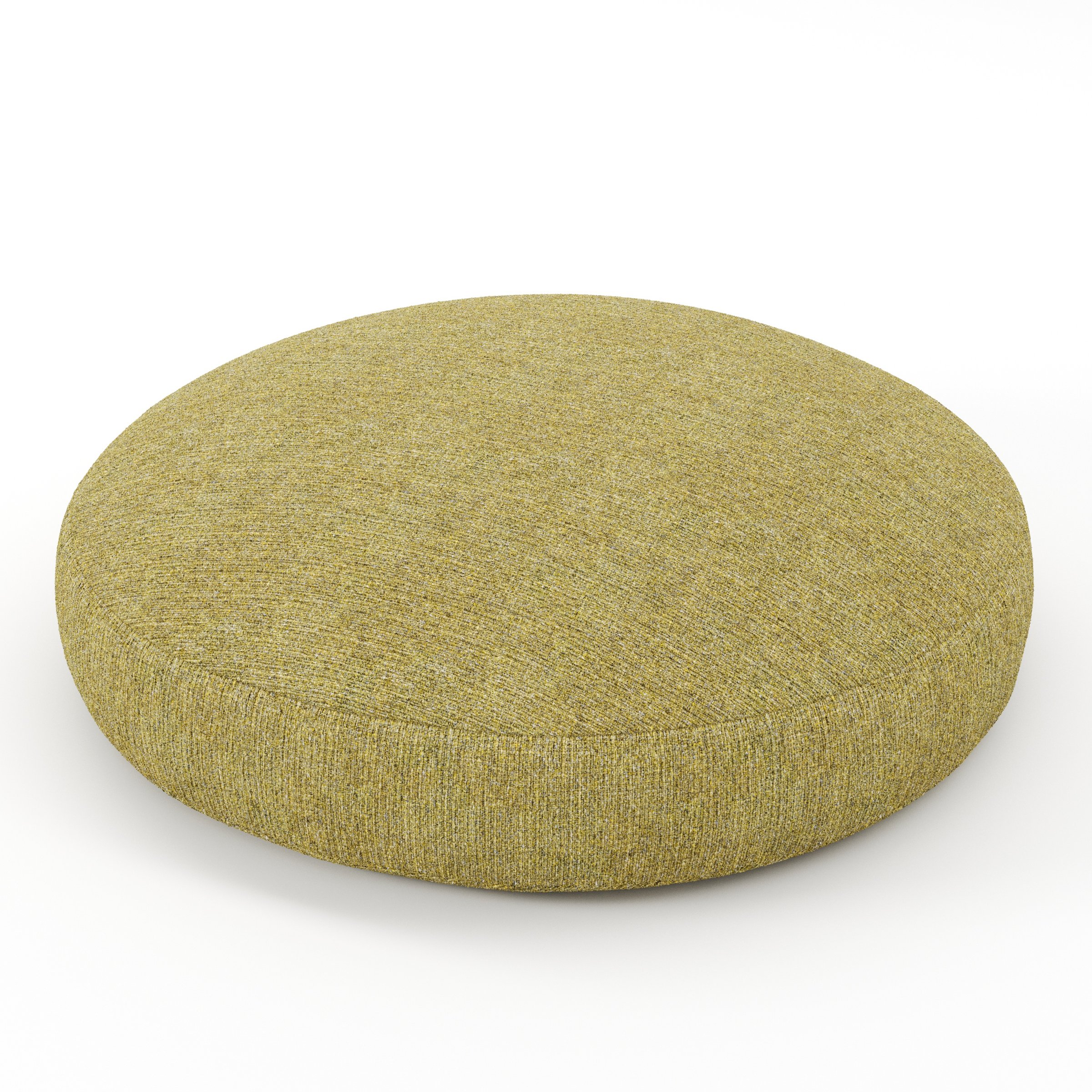 Halo cushion in Heyling Tweed Sencha, round simple cushion in green-toned tweed fabric, size 60cm x 8.75cm