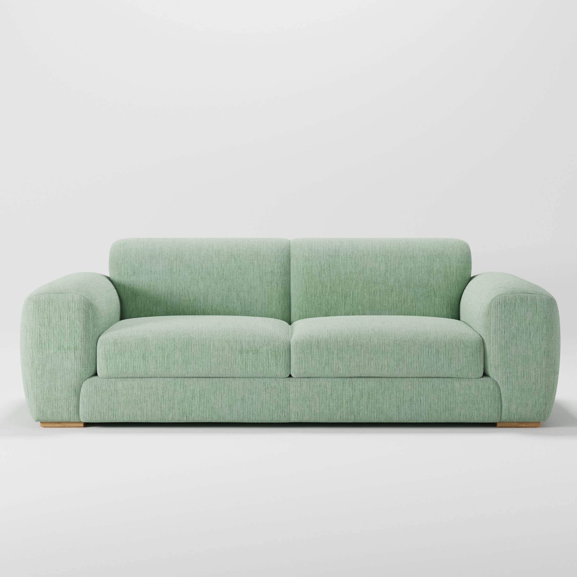 Darwell sofa in Caldey Velvet Corduroy Eucalyptus shown front-on against a neutral studio backdrop.