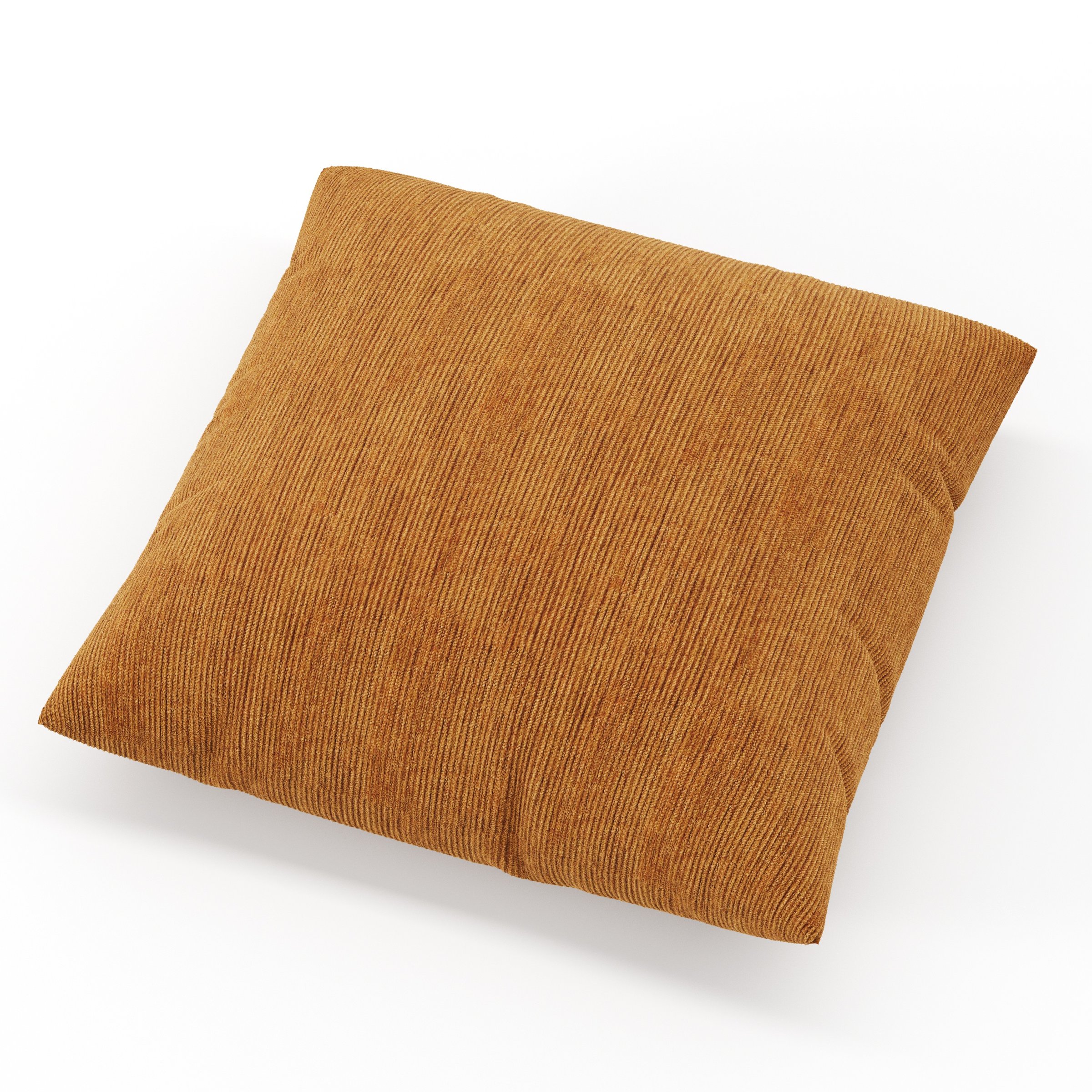 Block cushion in Caldey Velvet Corduroy Tobacco, square simple cushion in warm tobacco corduroy velvet with clean edges and soft structure, size 50cm x 50cm