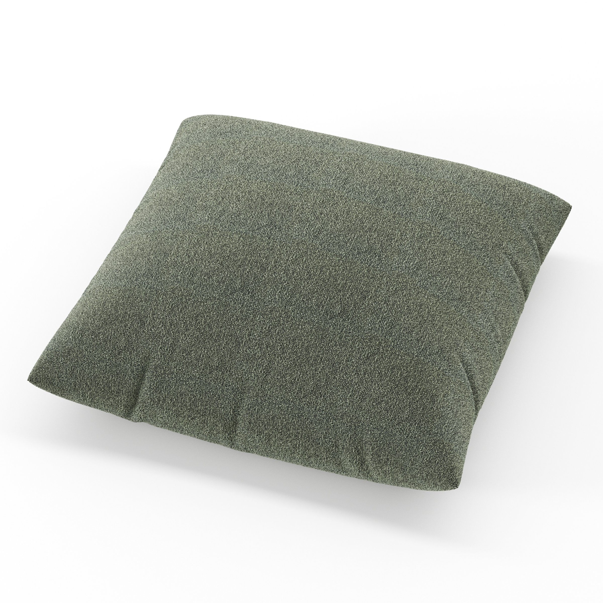 Block cushion in Kilda Boucle Moss, square simple cushion in textured moss grey boucle with soft structure, size 60cm x 60cm