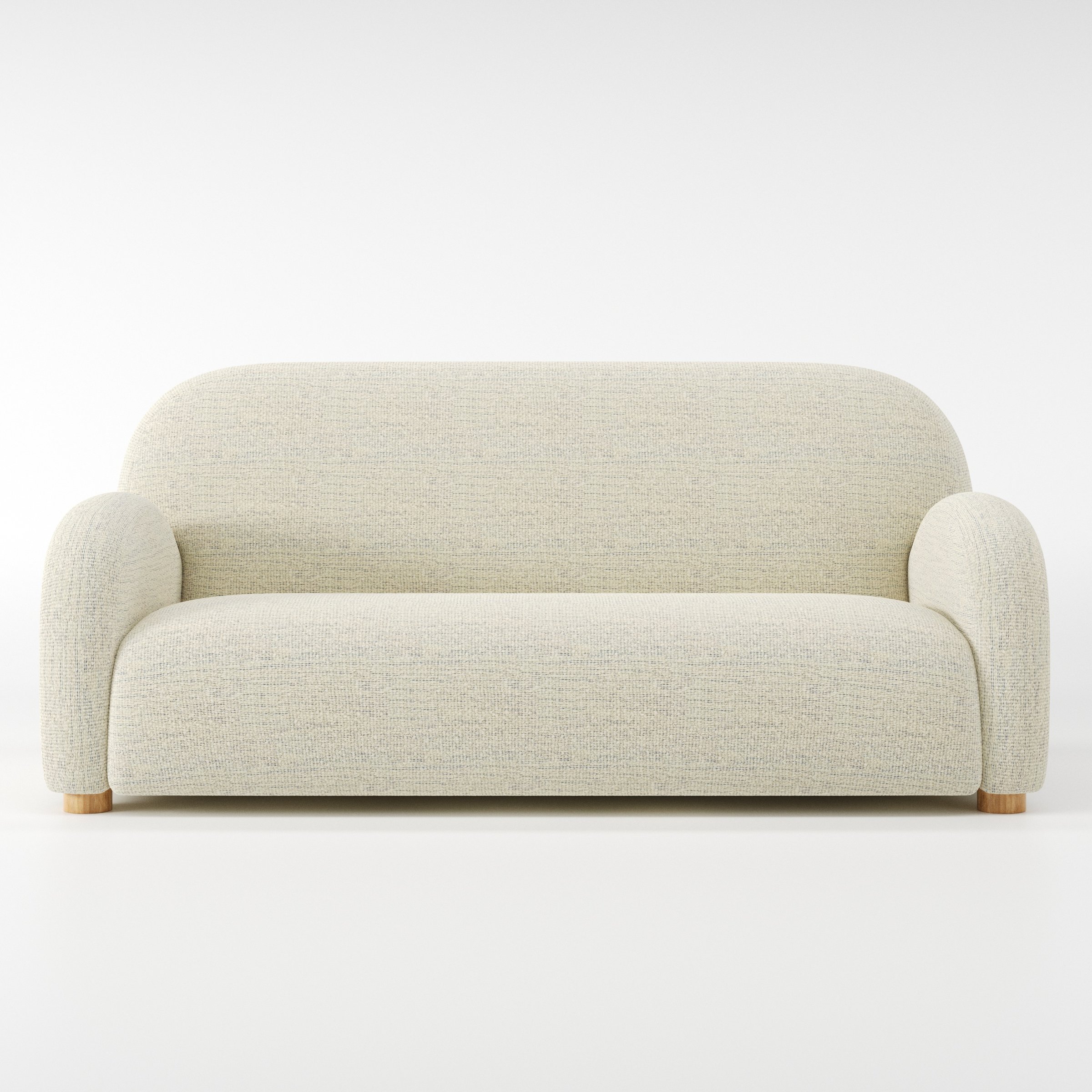 Awe sofa in Orsay Boucle Cream and Marine shown front-on against a neutral studio backdrop.
