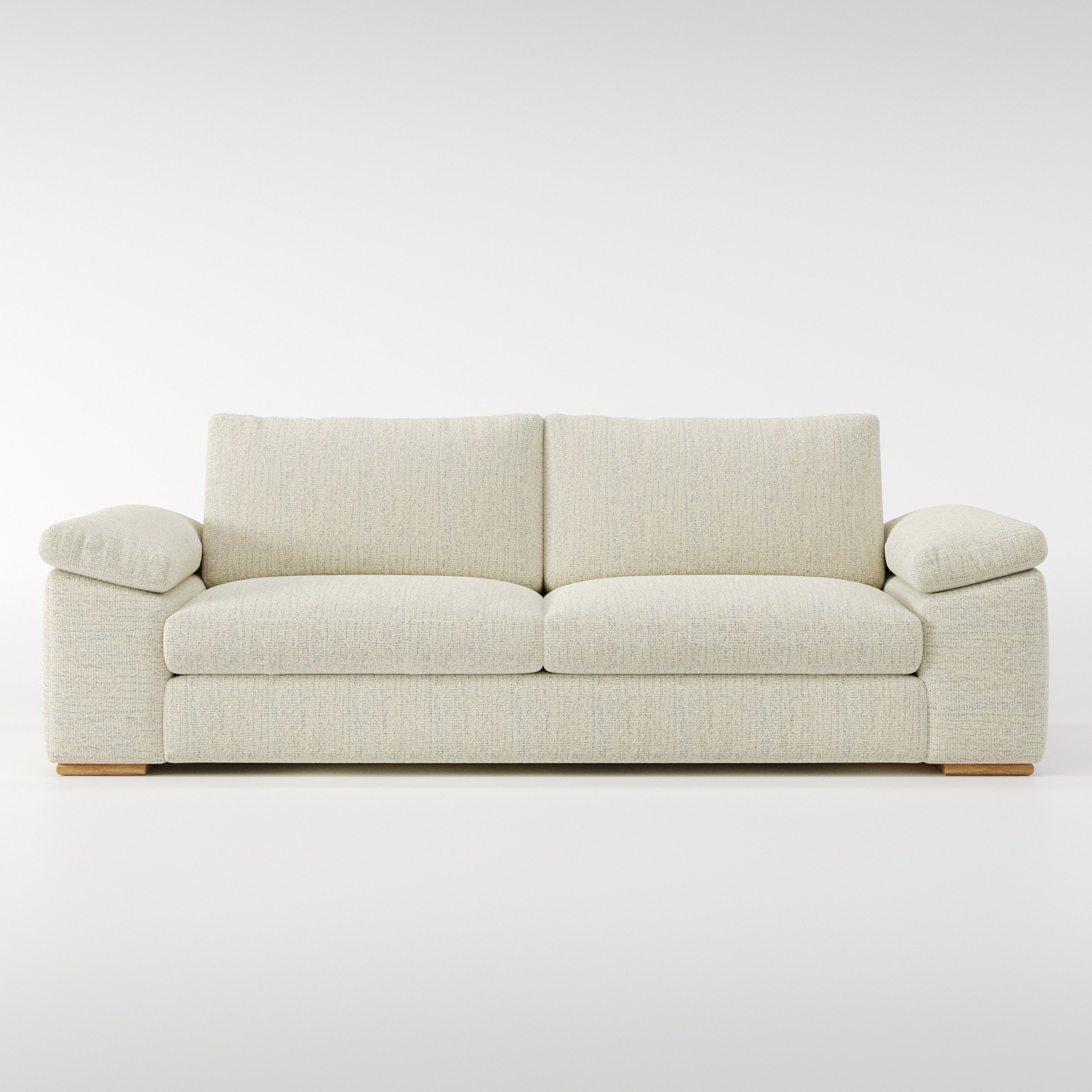 Moy sofa in Orsay Boucle Cream and Marine shown front-on against a neutral studio backdrop.