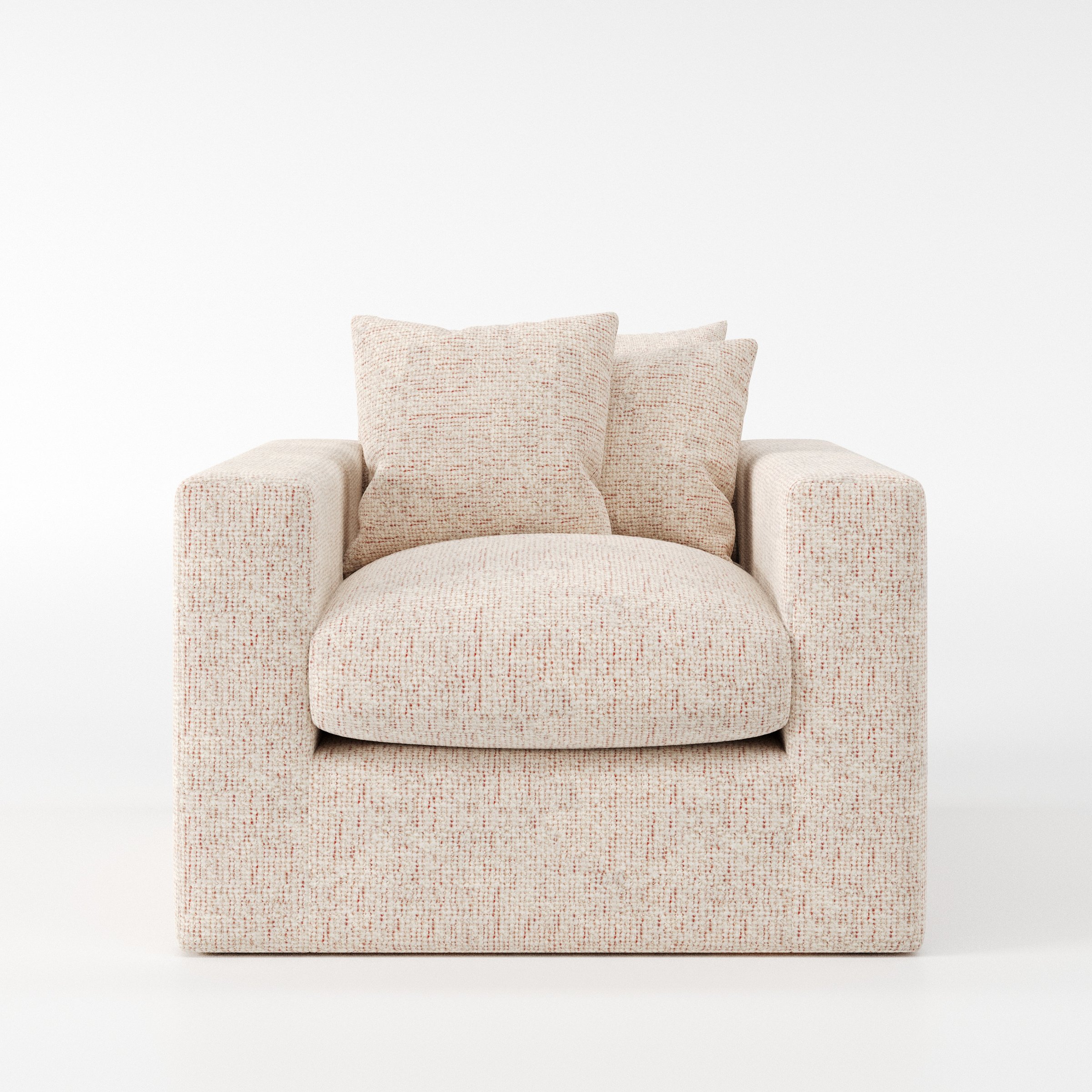 Coniston armchair in Orsay Boucle Cream and Copper shown front-on against a neutral studio backdrop.