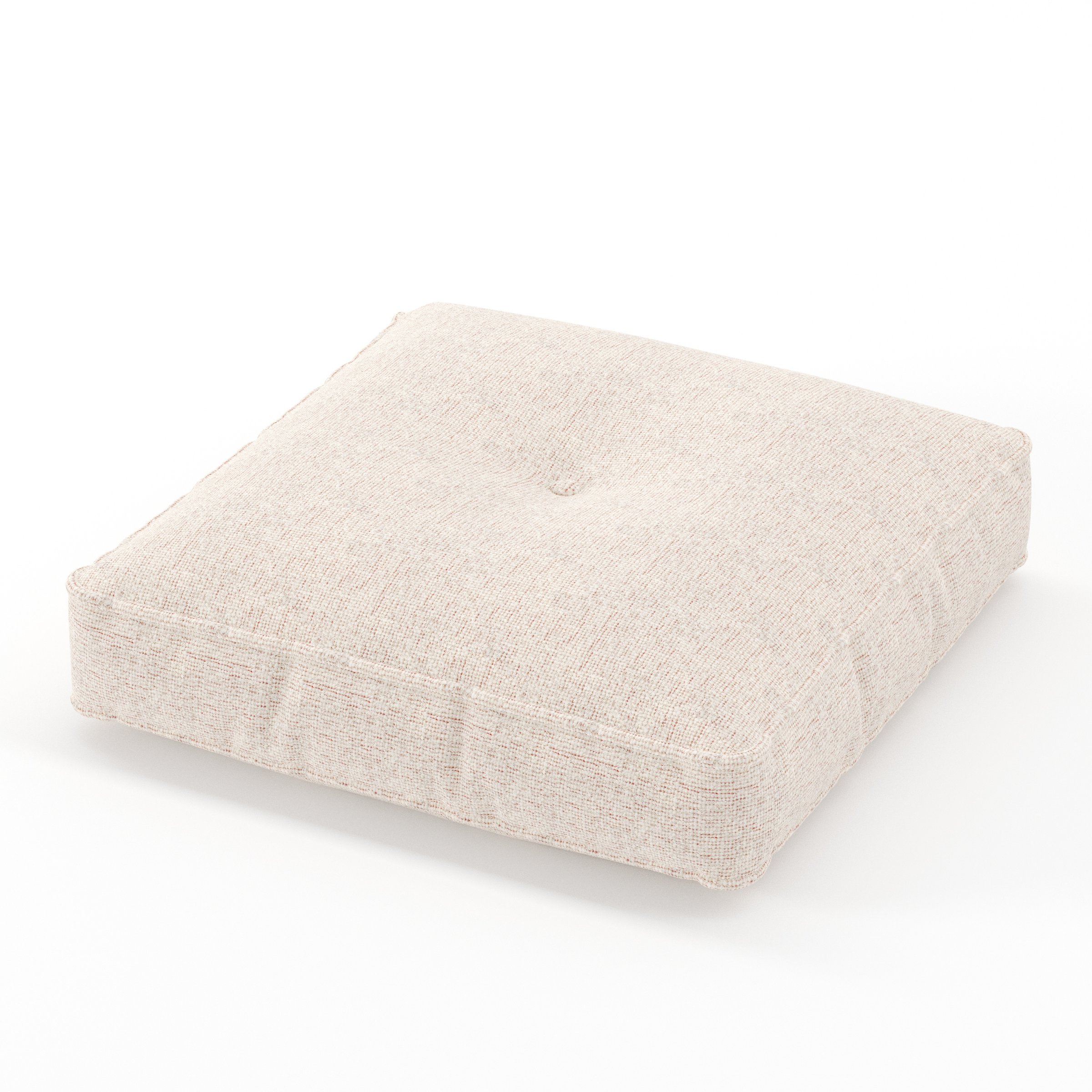 Base cushion in Orsay Boucle Cream and Copper, square tufted cushion with border and piping in textured boucle with cream and copper tones and central tuft, size 50cm x 50cm x 8.75cm