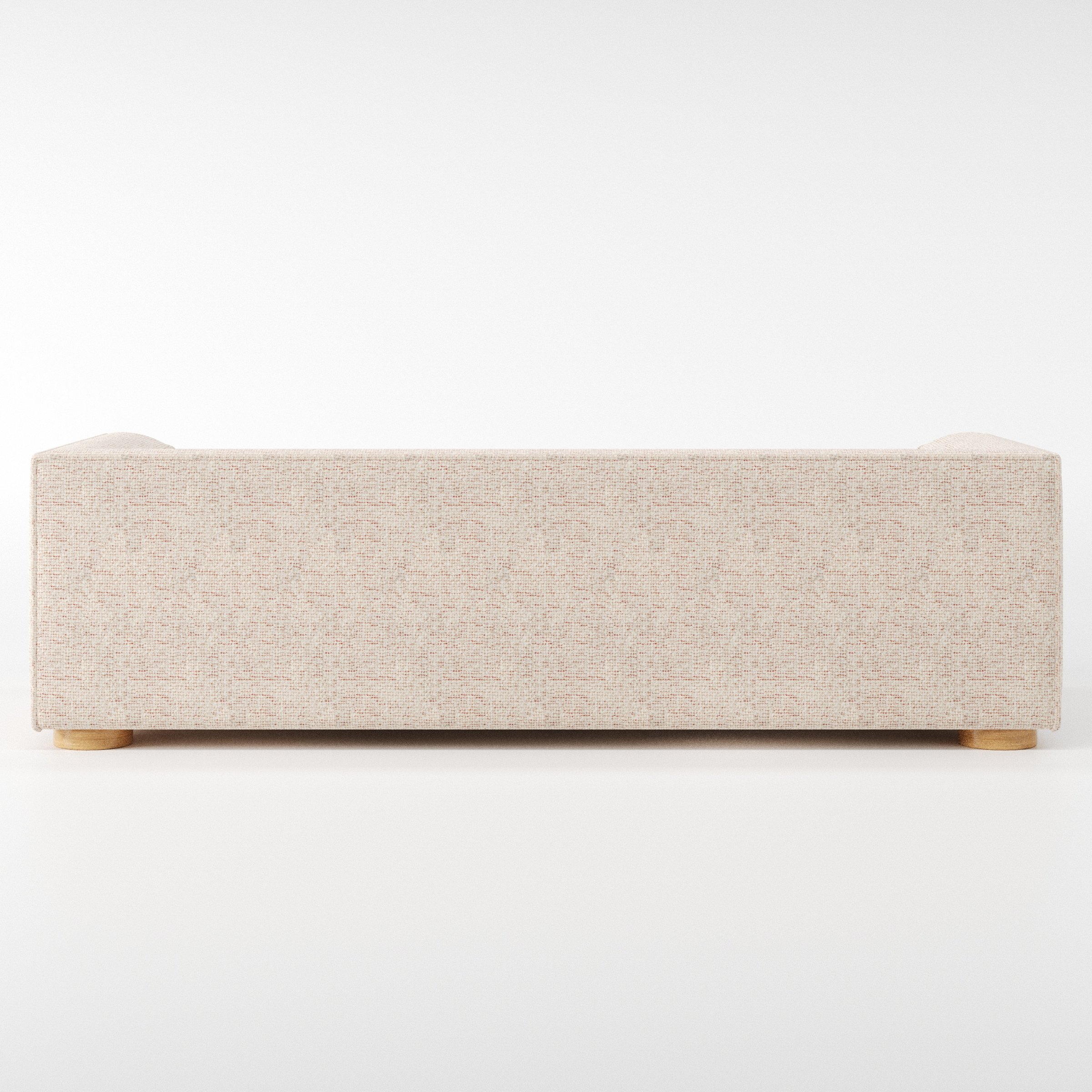 Feale sofa in Orsay Boucle Cream and Copper shown from the rear highlighting back cushions and upholstery finish.