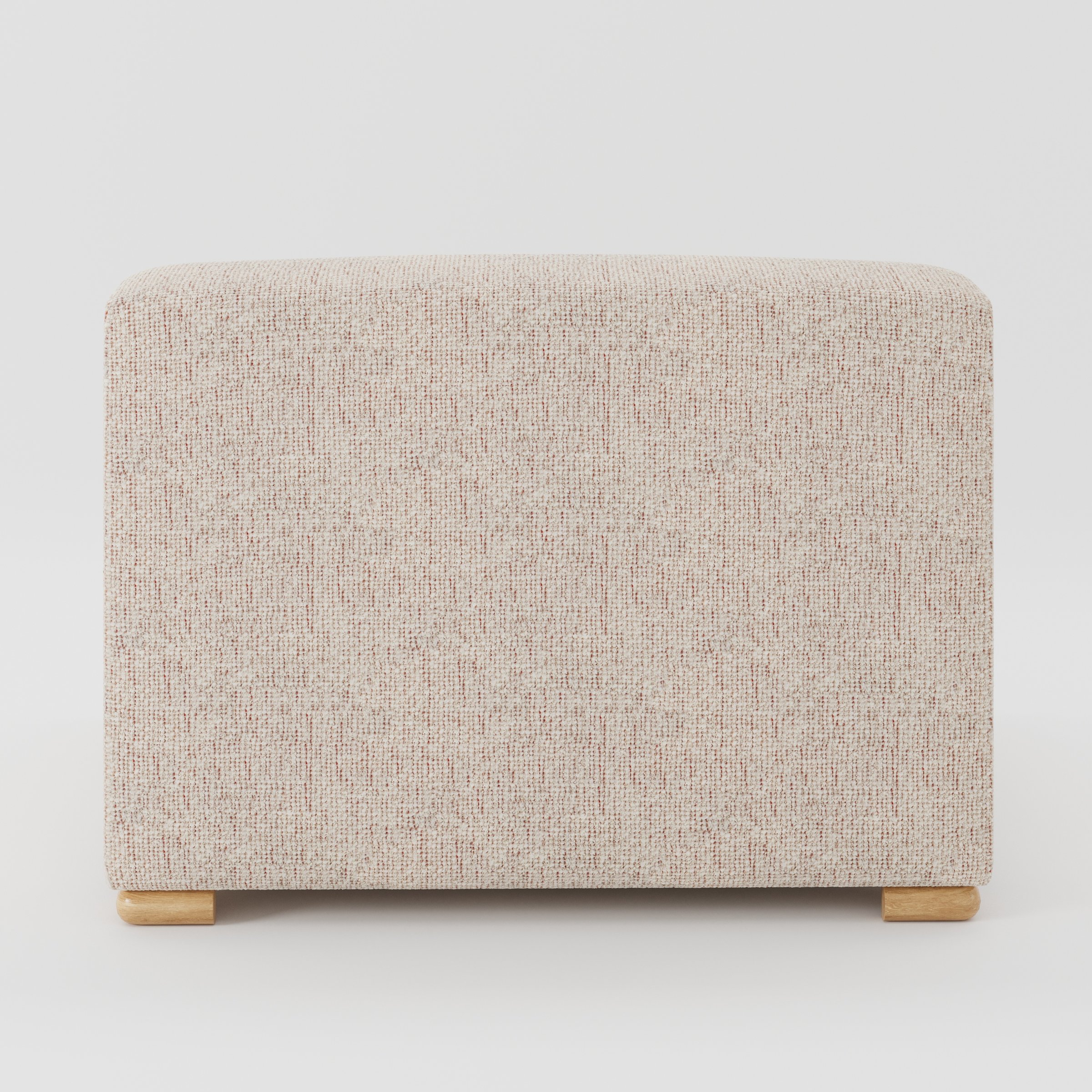 Tay single sofa unit in Orsay Bouclé Cream and Copper shown from the back with a clean, softly curved silhouette and timber feet.