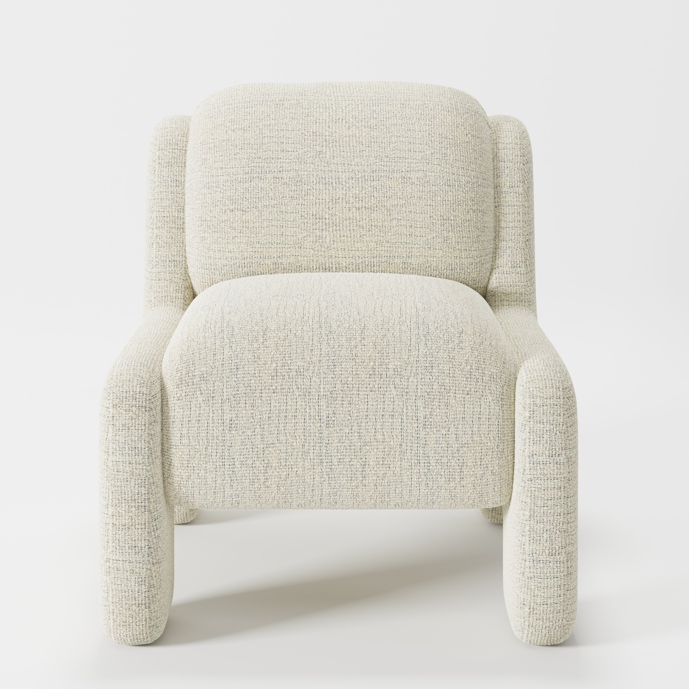 Inny armchair in Orsay Boucle Cream and Marine shown front-on against a neutral studio backdrop.