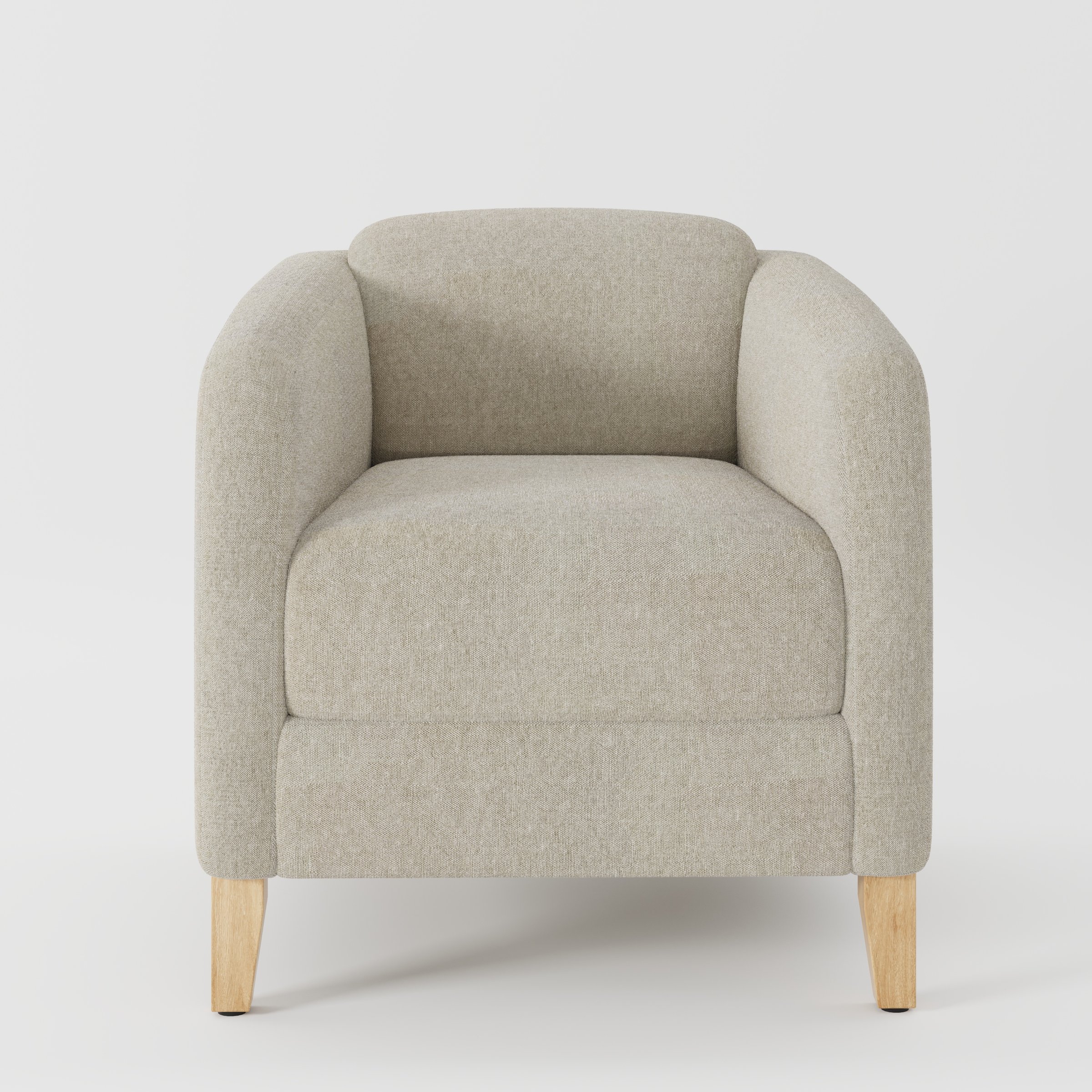Erne armchair in Alderney Linen Oatmeal shown front-on against a neutral studio backdrop.