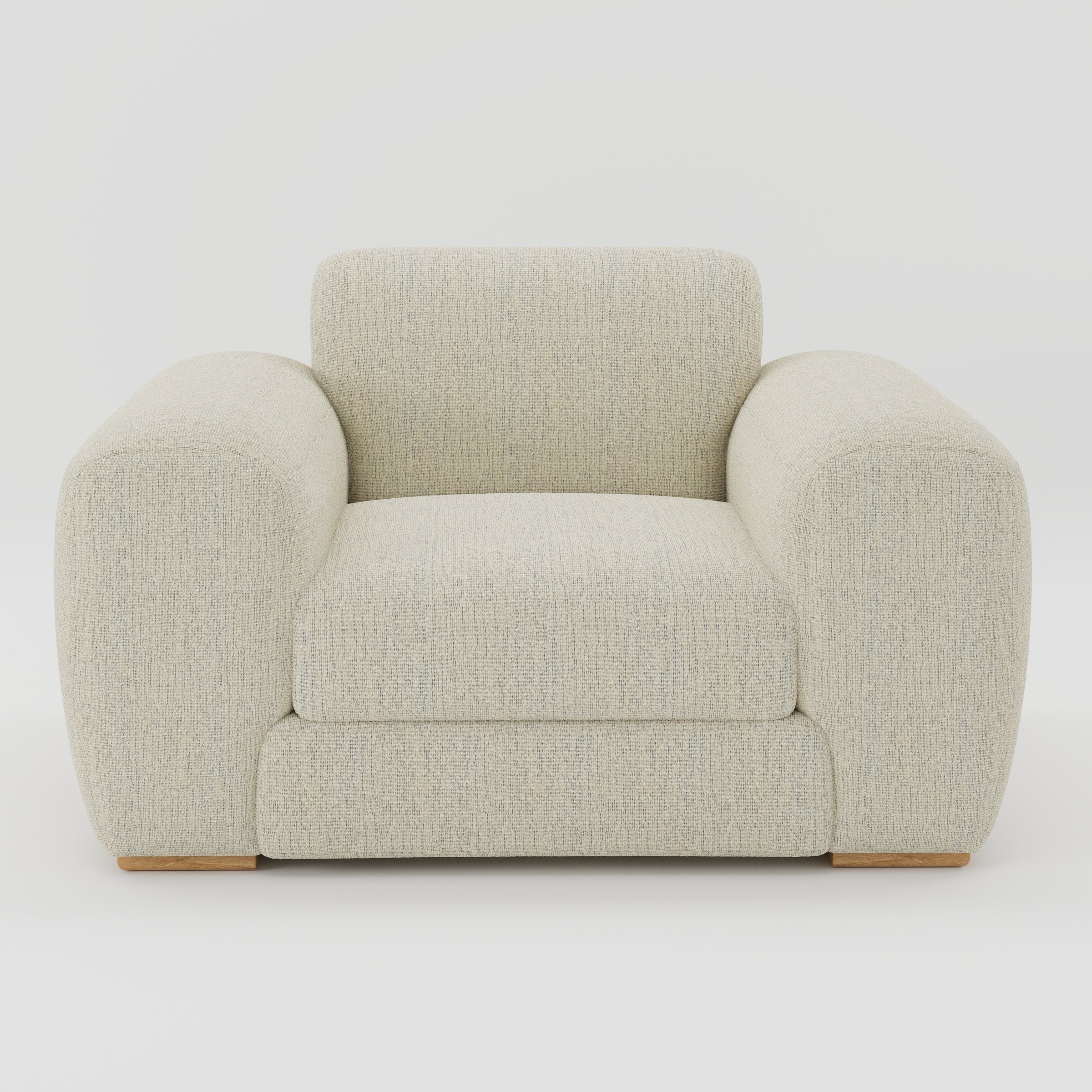 Darwell armchair in Orsay Boucle Cream and Marine shown front-on against a neutral studio backdrop.