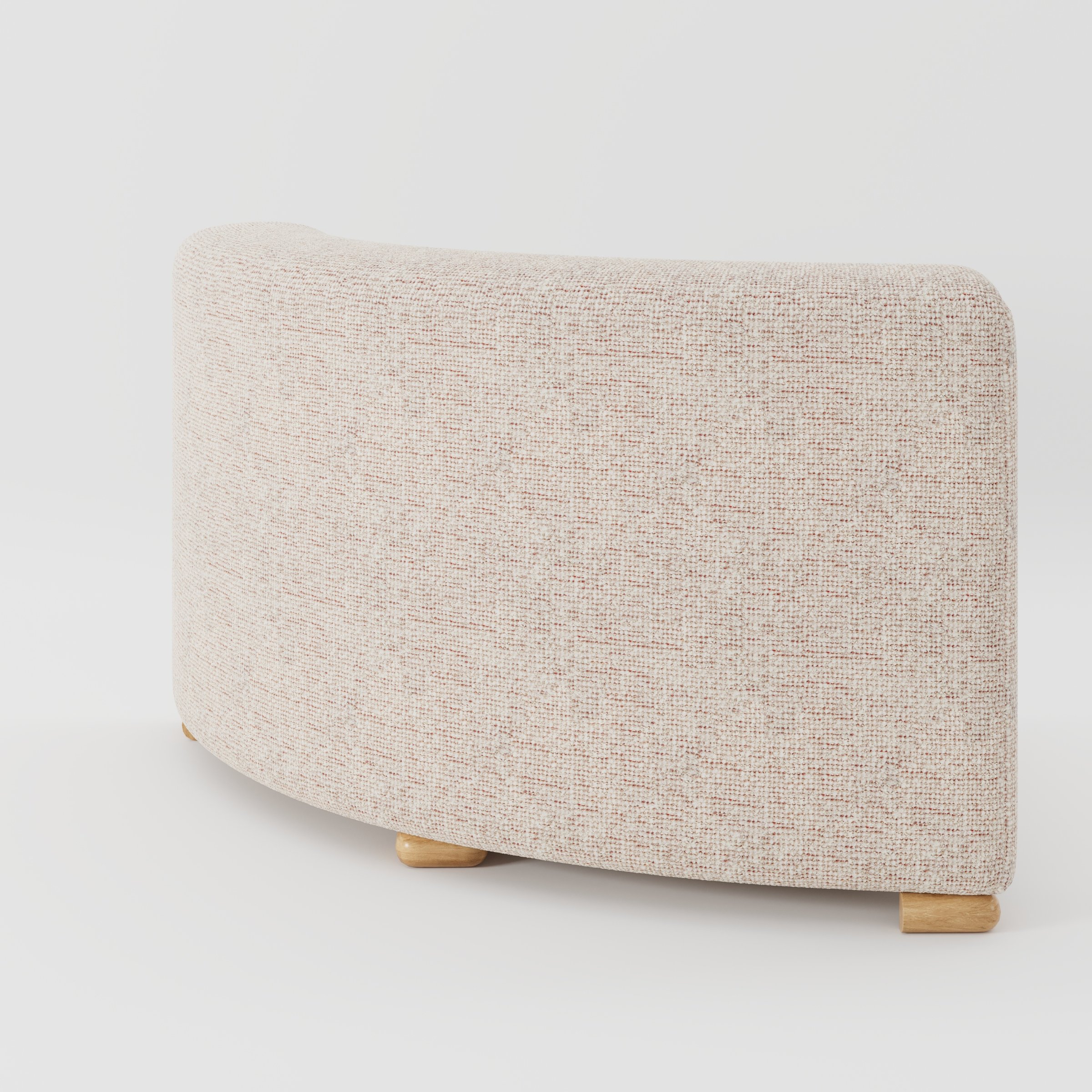 Tay corner sofa unit in Orsay Bouclé Cream and Copper shown from the back with a smooth curved silhouette and timber feet.