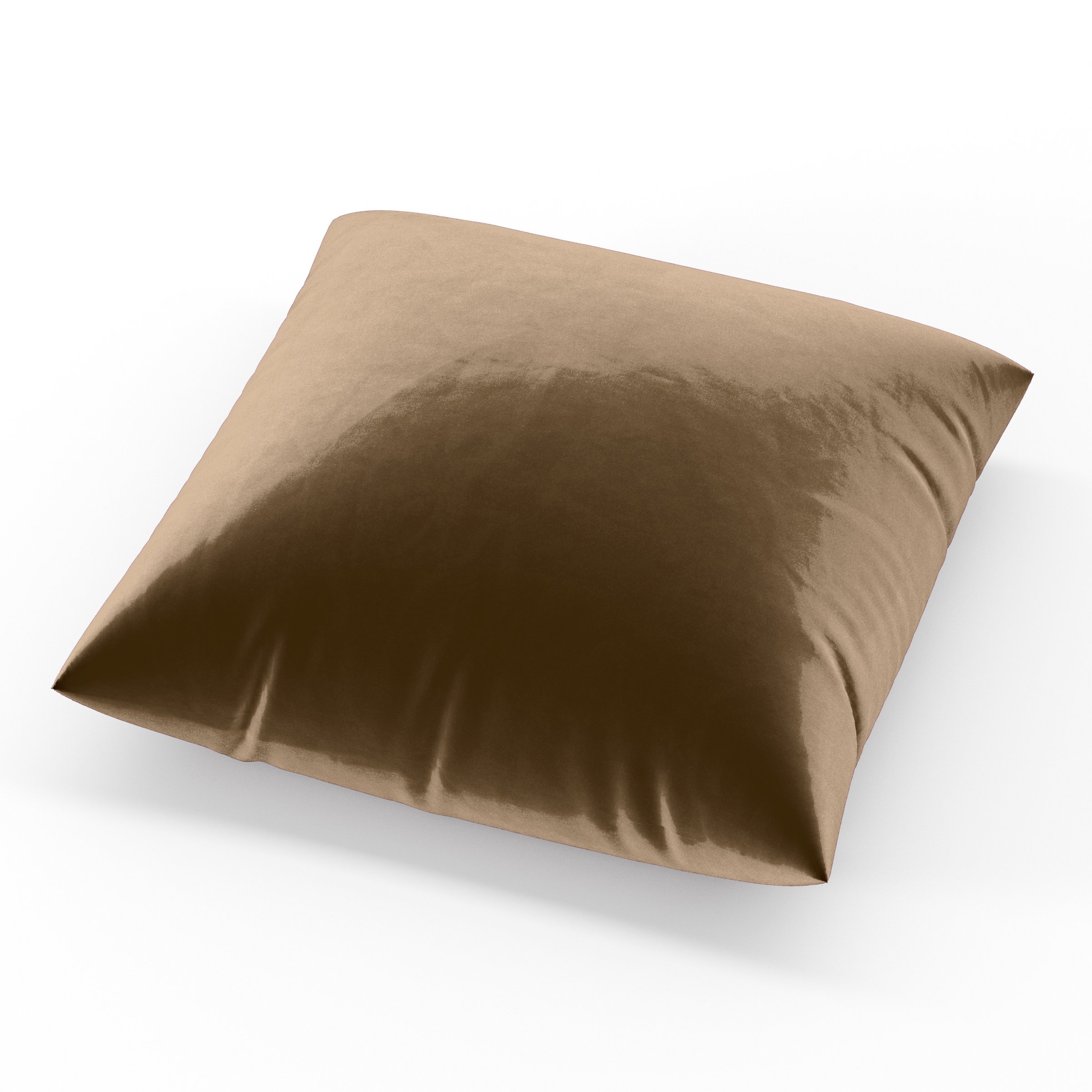 Block Cushion square cushion upholstered in Plush EasyClean Velvet in Caribou, size 60cm x 60cm.