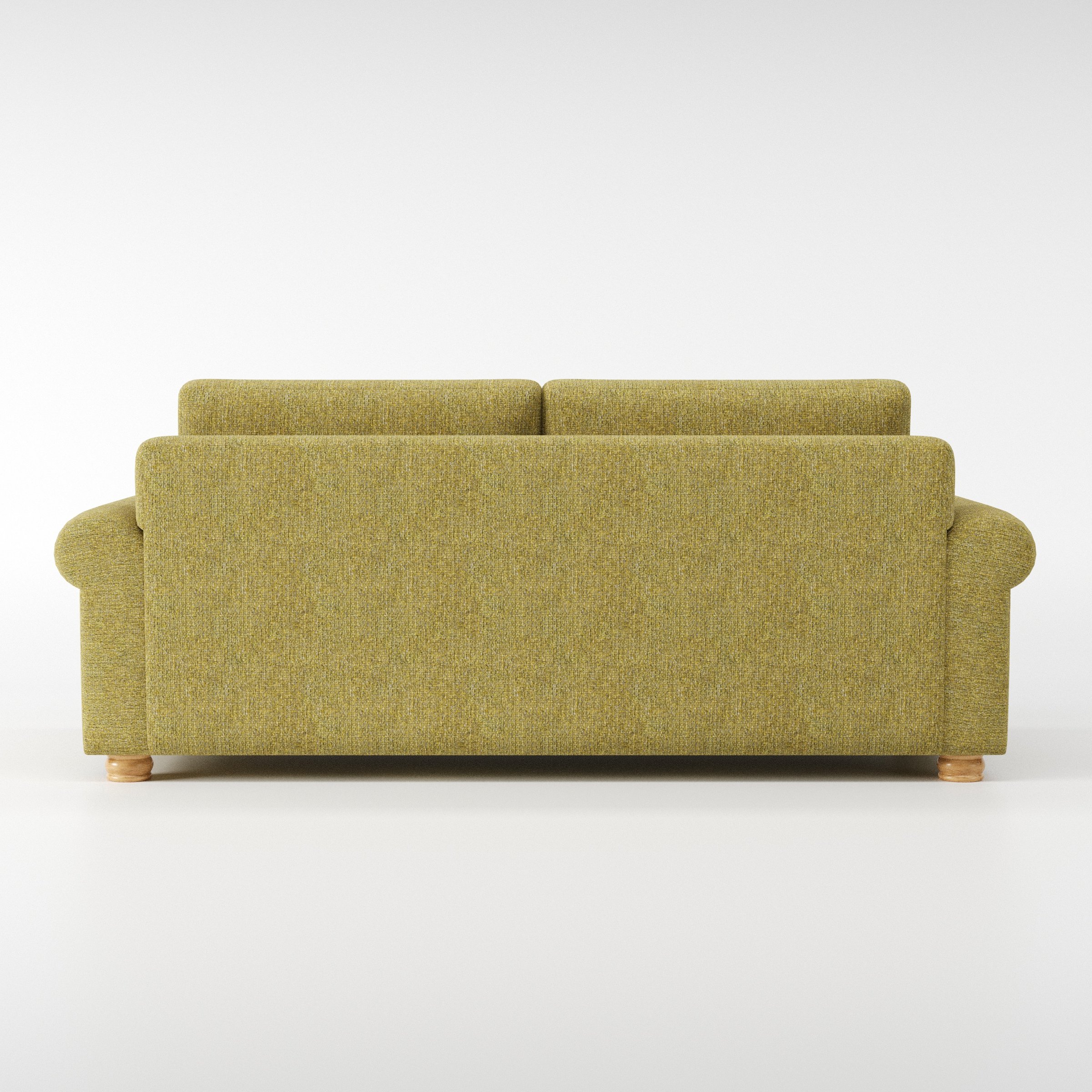 Anna Lee sofa in Heyling Tweed Sencha shown from the rear highlighting back cushions and upholstery finish.