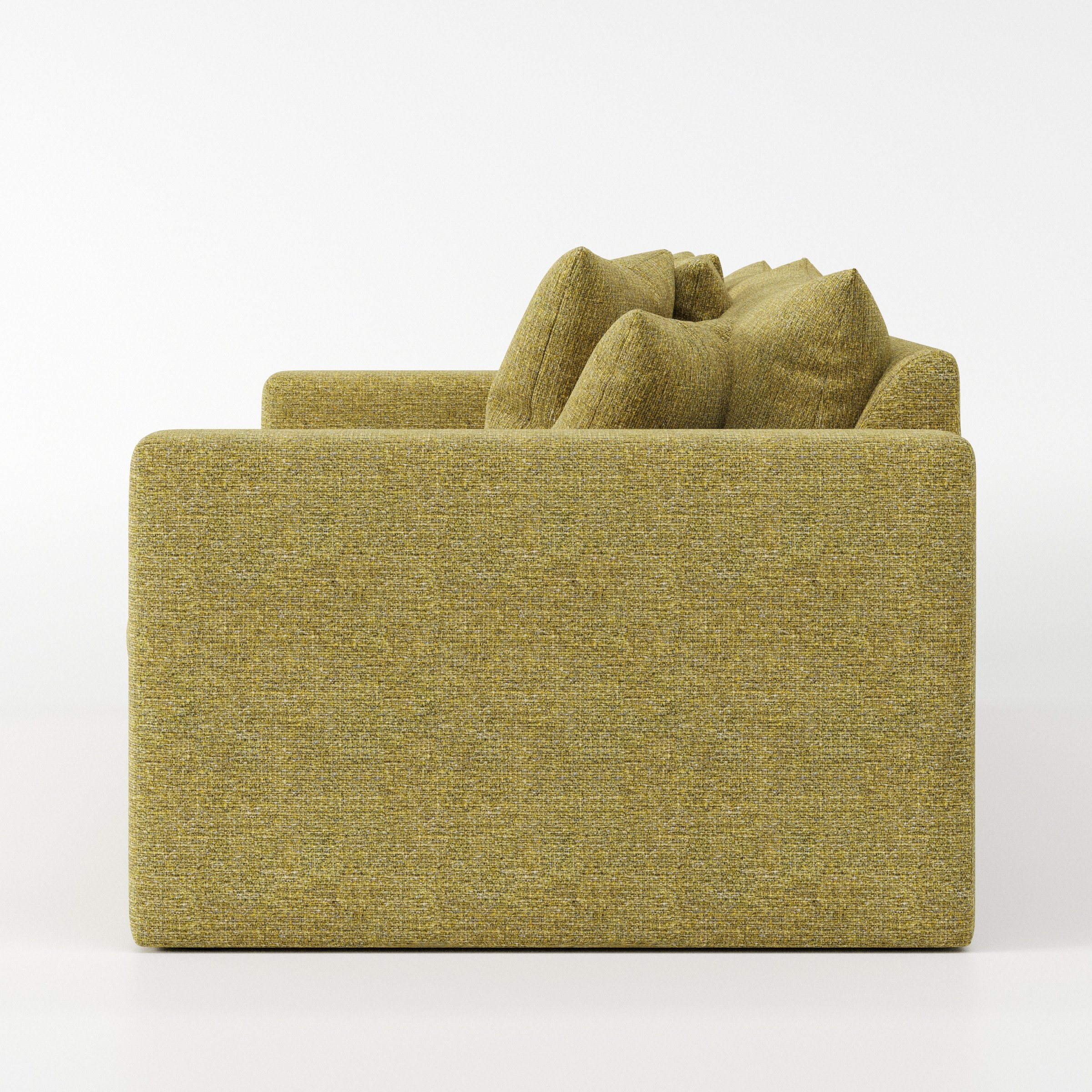 Coniston sofa in Heyling Tweed Sencha shown in side profile displaying proportions and overall silhouette.