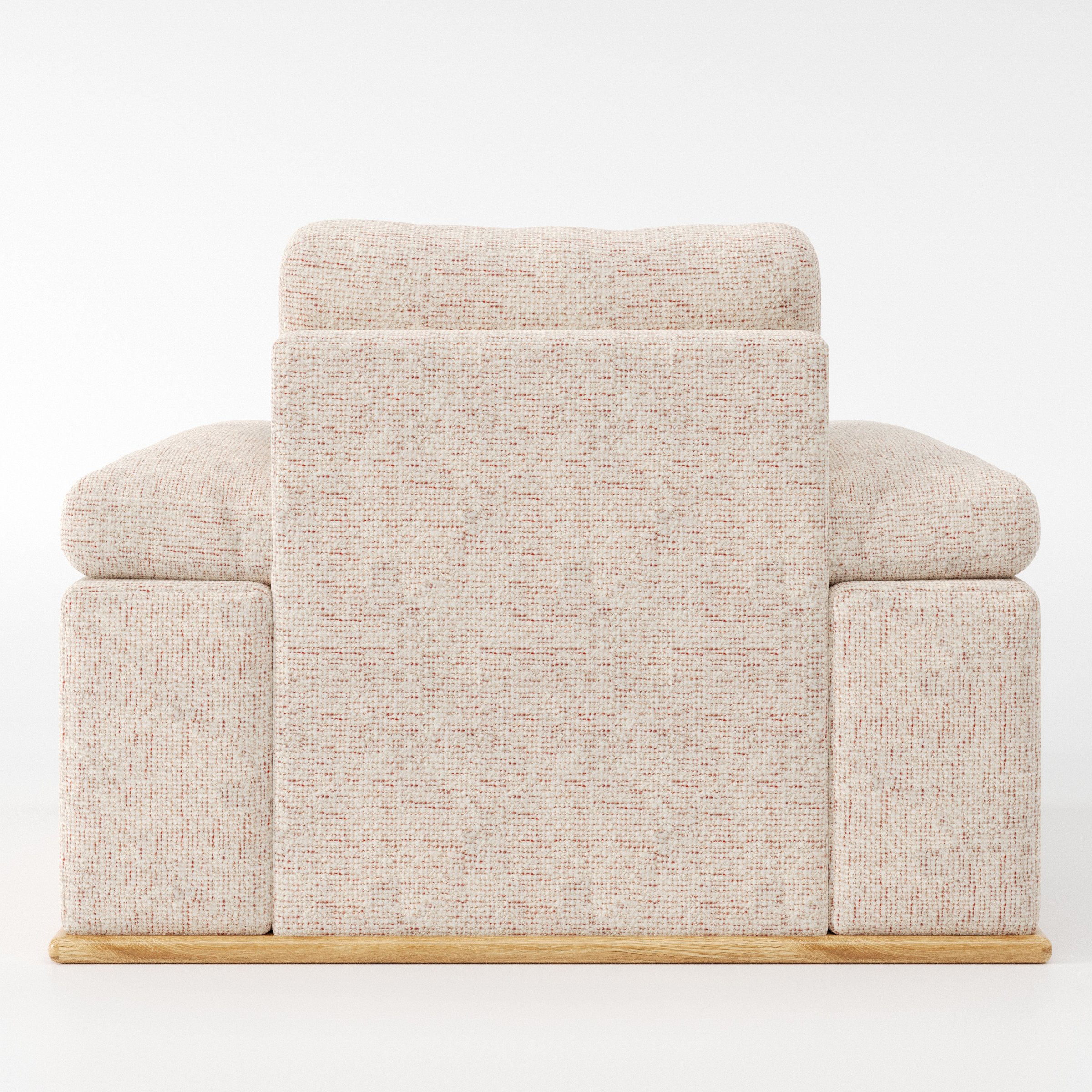 Cusher armchair in Orsay Boucle Cream and Copper shown from the rear highlighting backrest shape and upholstery finish.