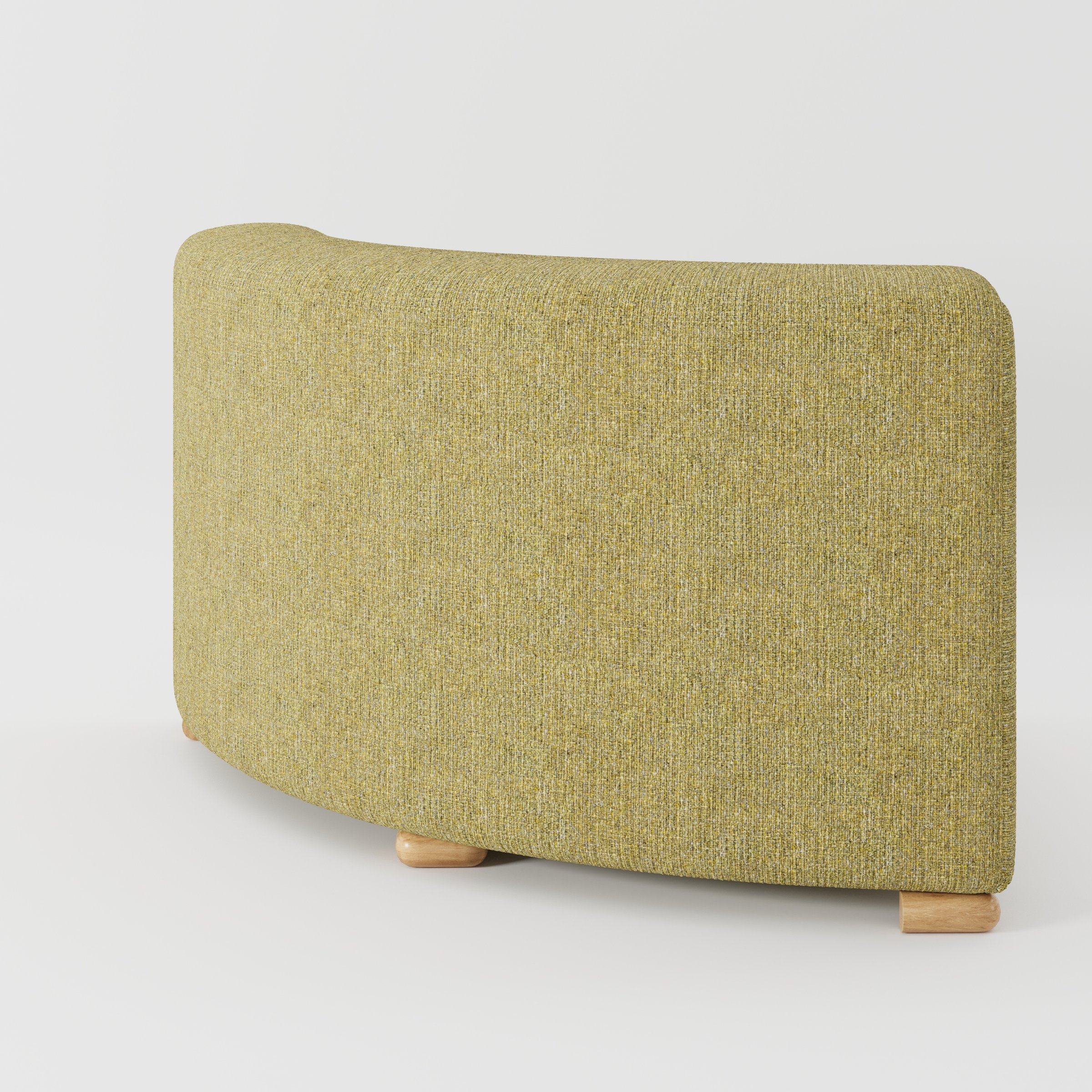 Tay corner sofa unit in Heyling Tweed Sencha shown from the back with a smooth curved silhouette and timber feet.