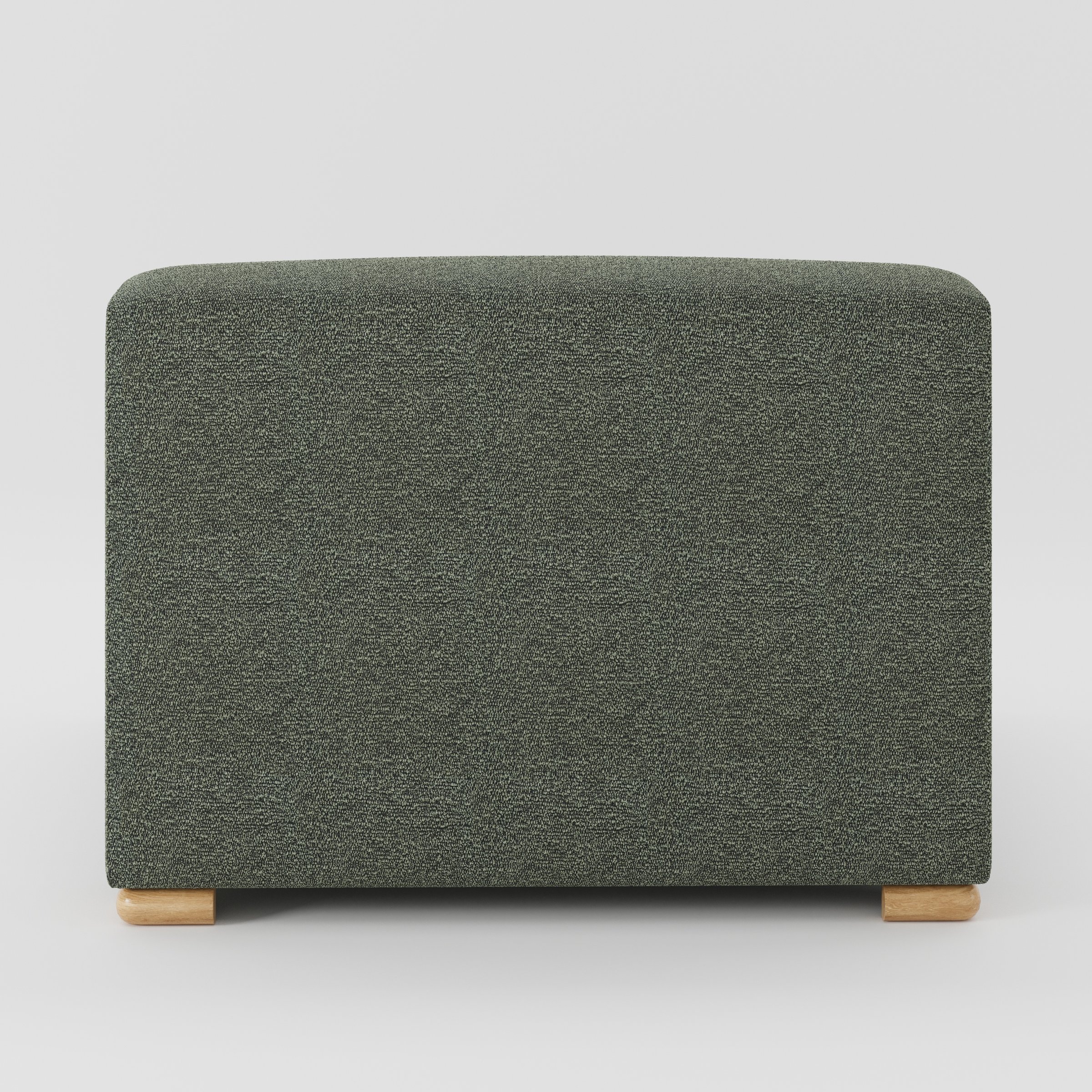 Tay single sofa unit in Kilda Bouclé Moss shown from the back with a clean, softly curved silhouette and timber feet.