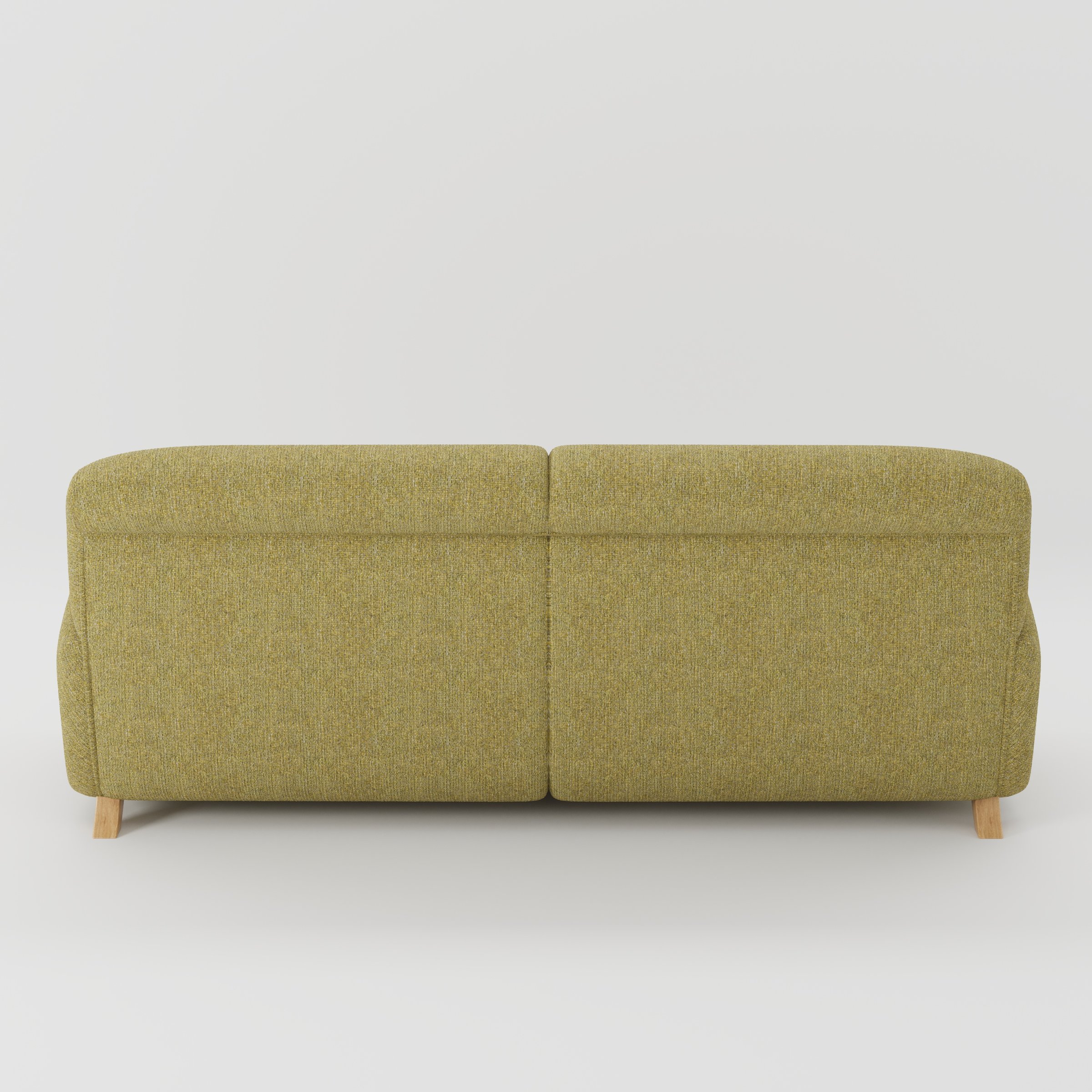 Rye sofa in Heyling Tweed Sencha shown from the rear highlighting back cushions and upholstery finish.