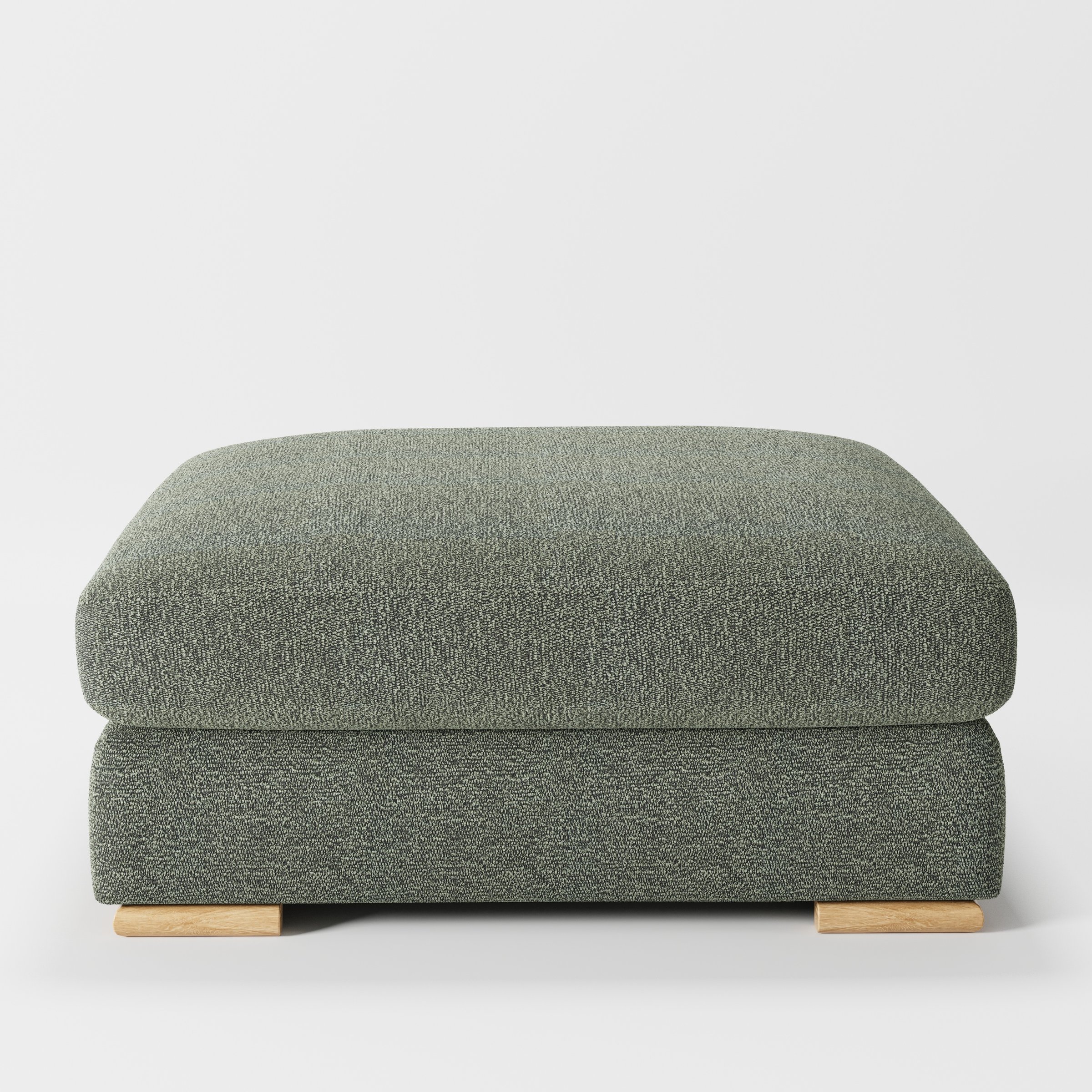 Olton footstool in Kilda Boucle Moss shown front-on against a neutral studio backdrop.