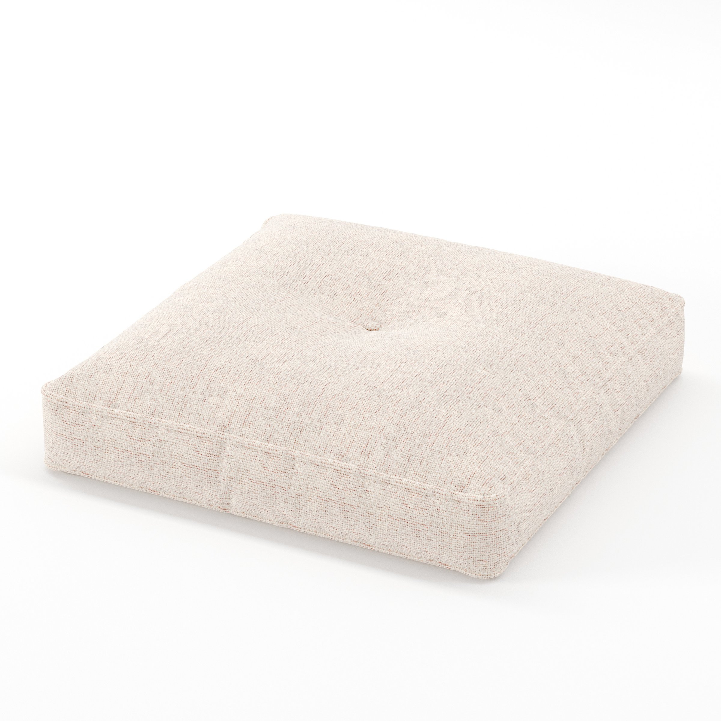 Base cushion in Orsay Boucle Cream and Copper, square tufted cushion with border and piping in textured boucle with cream and copper tones and central tuft, size 60cm x 60cm x 8.75cm