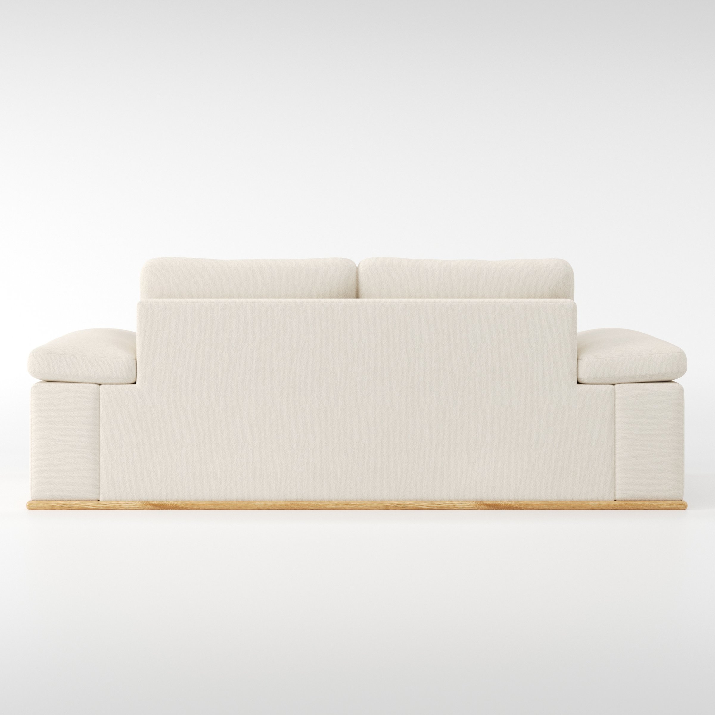 Cusher sofa in Kilda Boucle Cream shown from the rear highlighting back cushions and upholstery finish.