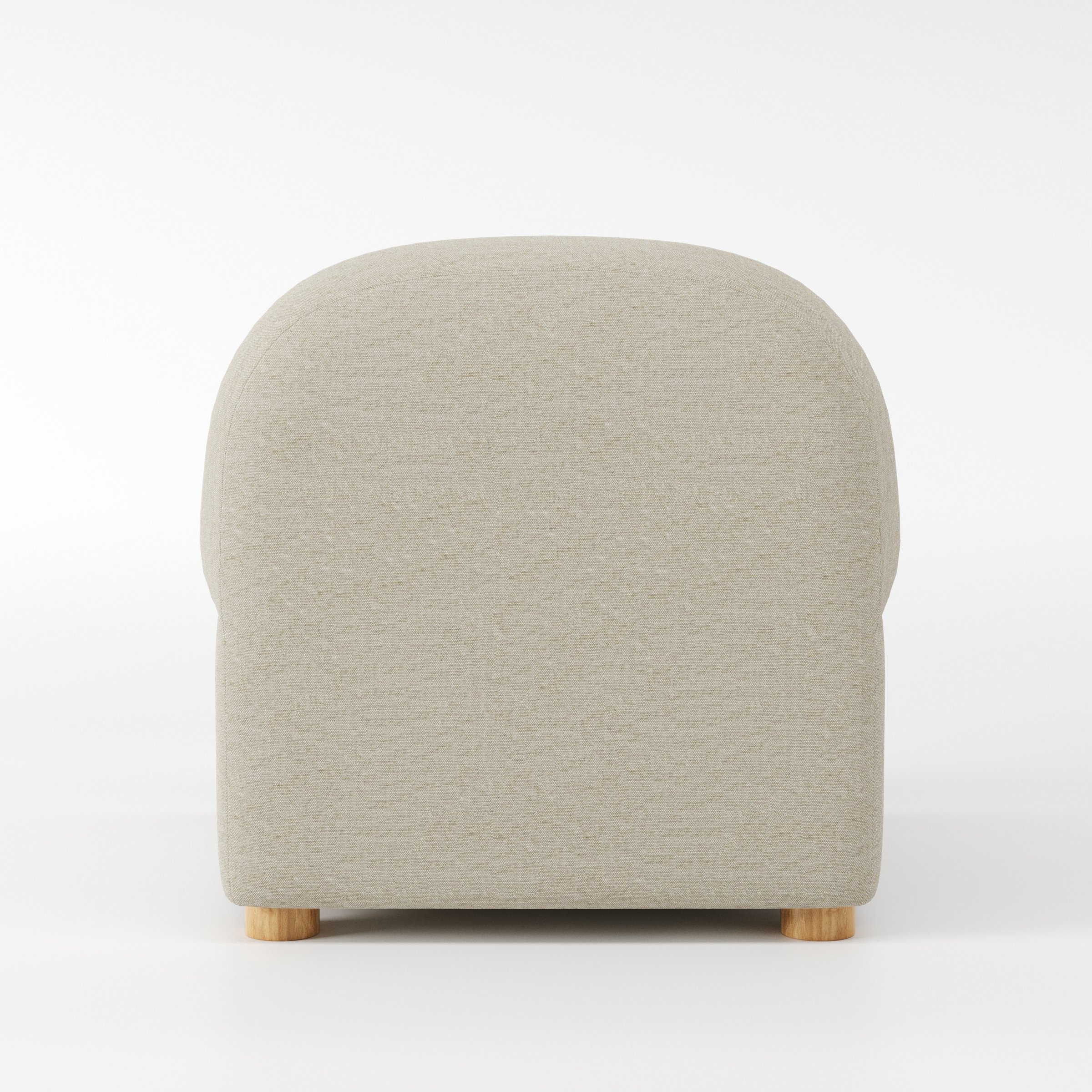 Awe armchair in Alderney Linen Oatmeal shown from the rear highlighting backrest shape and upholstery finish.