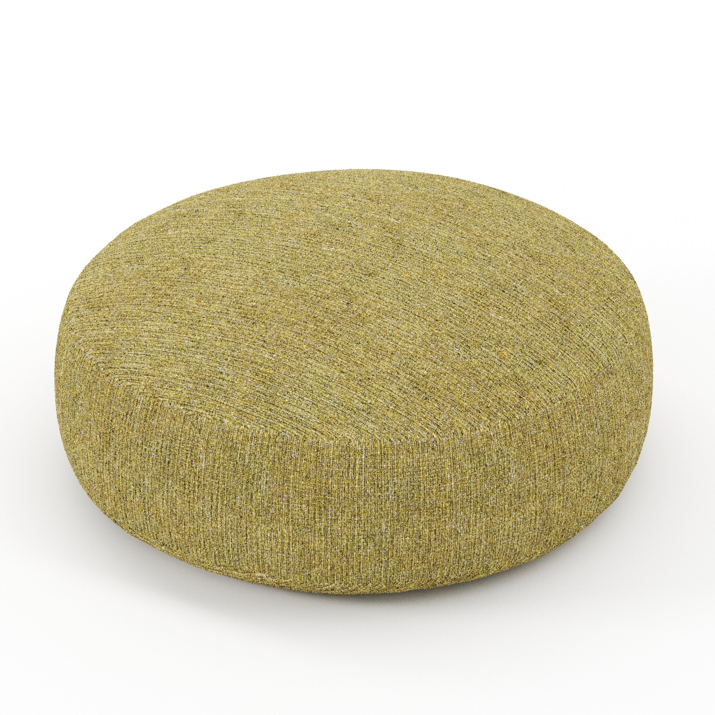 Halo cushion in Heyling Tweed Sencha, round simple cushion in green-toned tweed fabric, size 40cm x 8.75cm