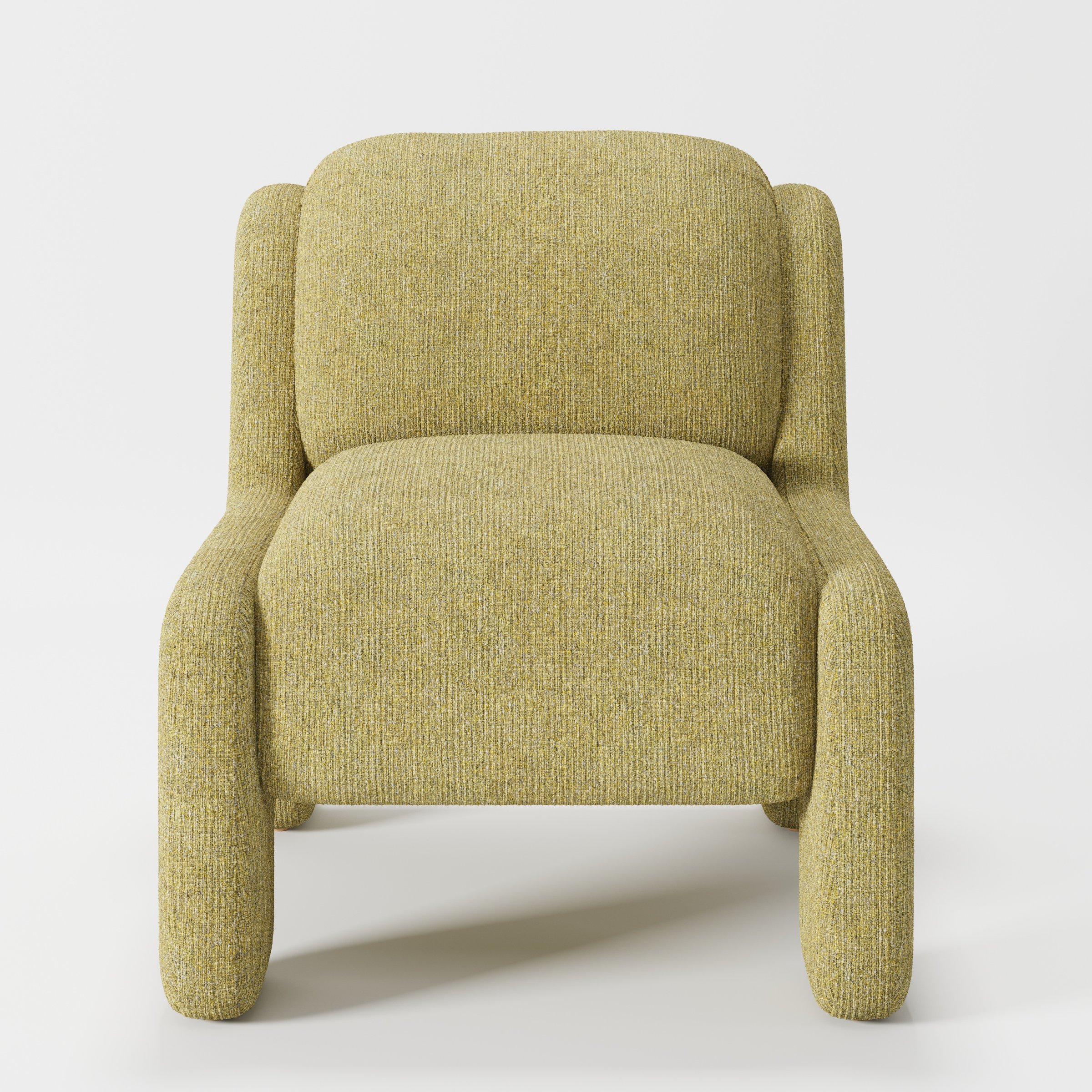 Inny armchair in Heyling Tweed Sencha shown front-on against a neutral studio backdrop.